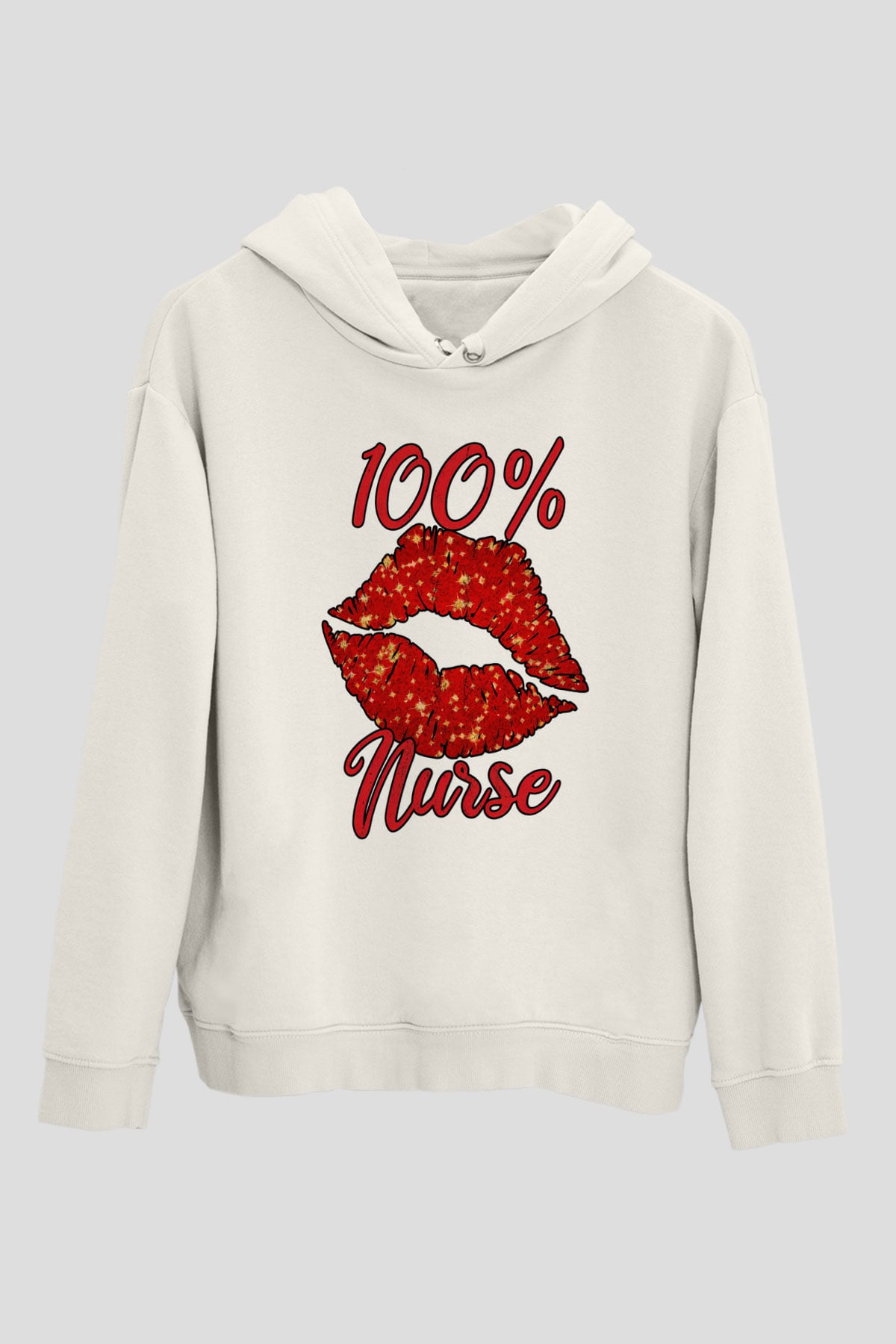 Hemşire Beyaz Unisex Kapüşonlu Sweatshirt
