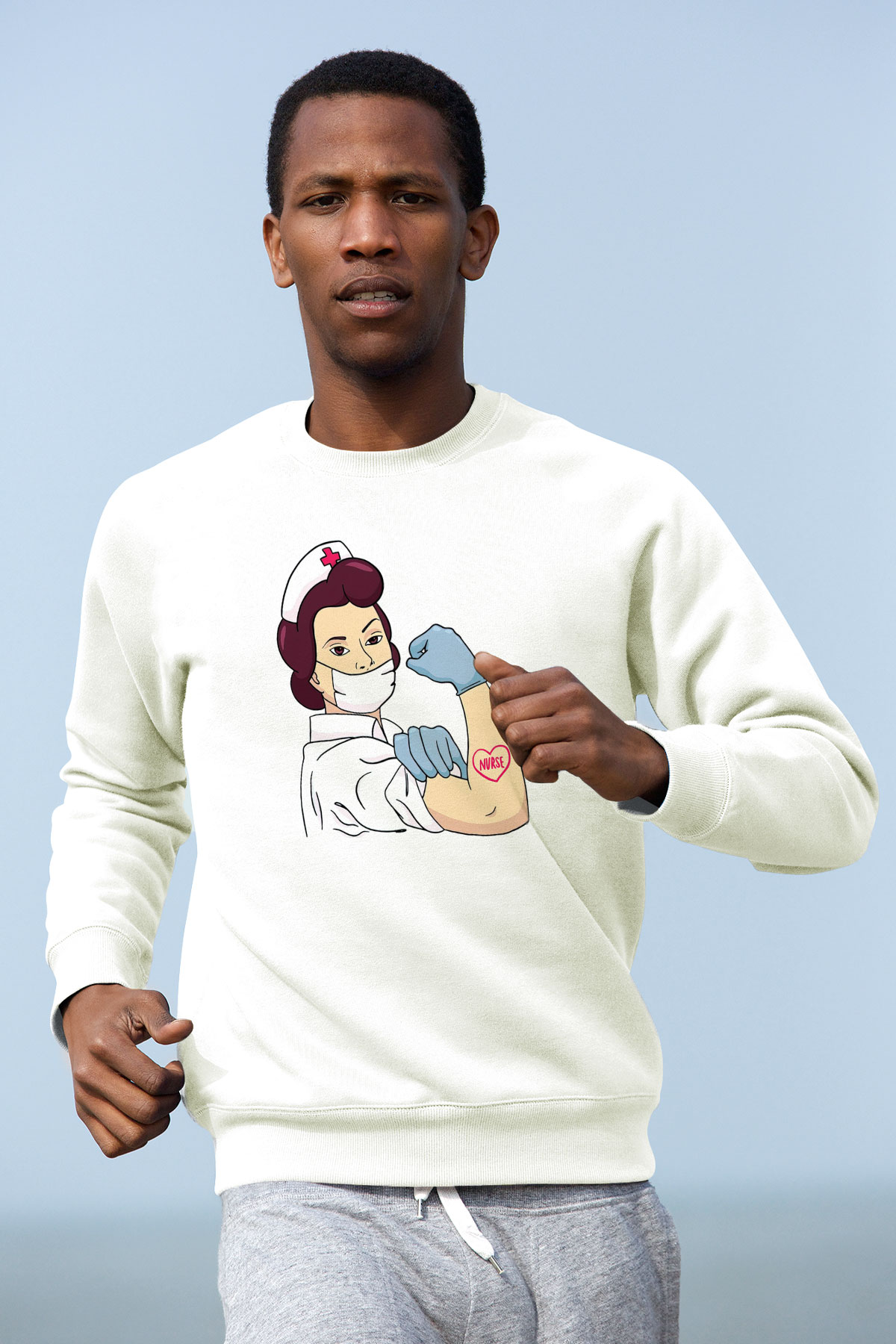 Hemşire Beyaz Unisex Sweatshirt