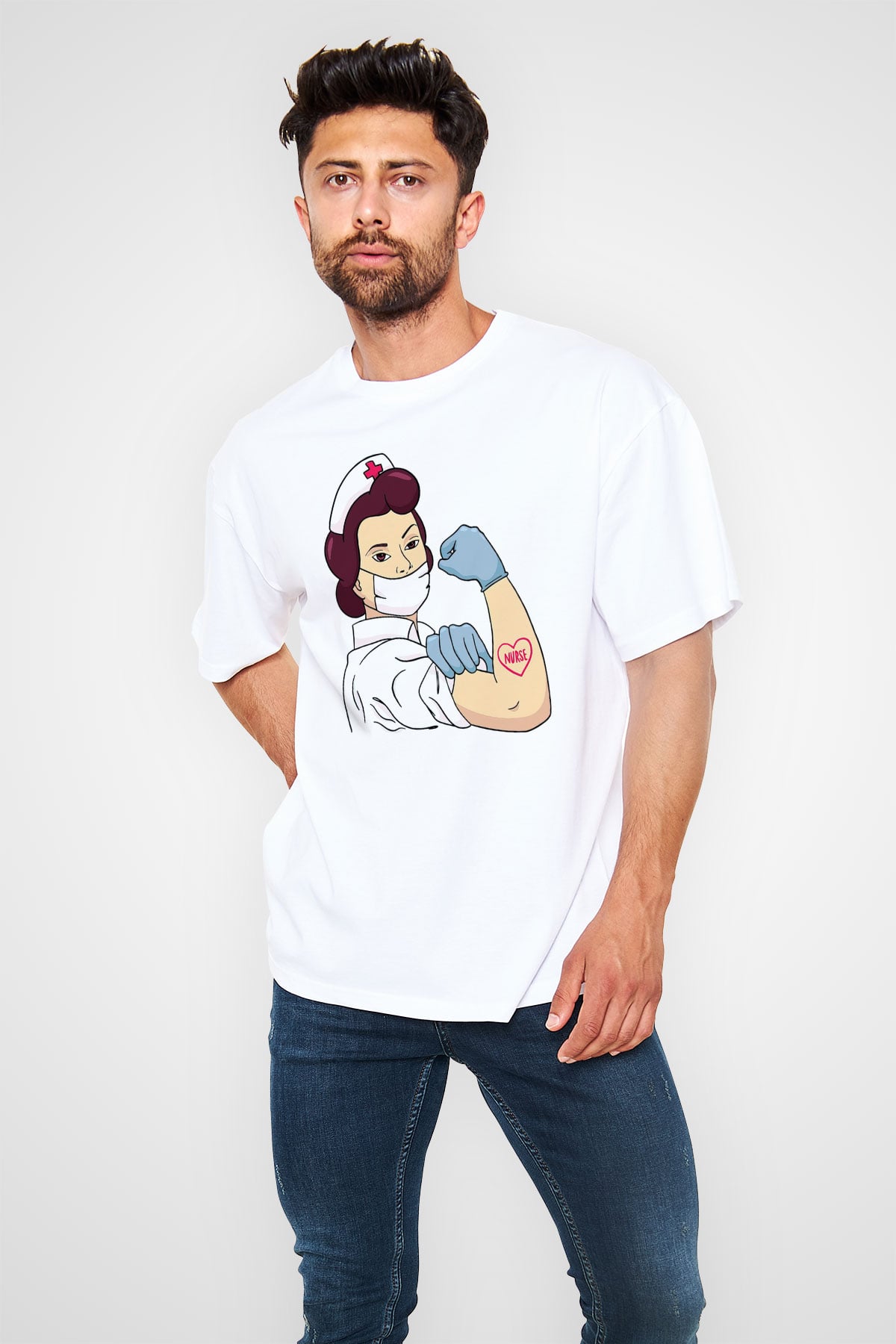 Hemşire Beyaz Unisex Tişört T-Shirt - TişörtFabrikası