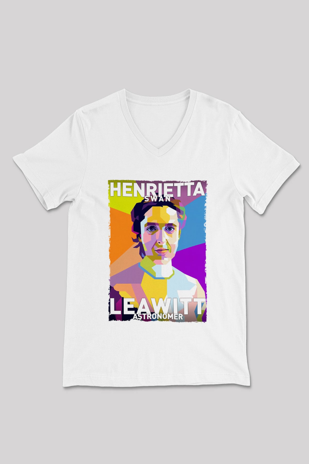 Henrietta Swan Leavitt Baskılı Unisex V Yaka Beyaz Tişört - Tshirt