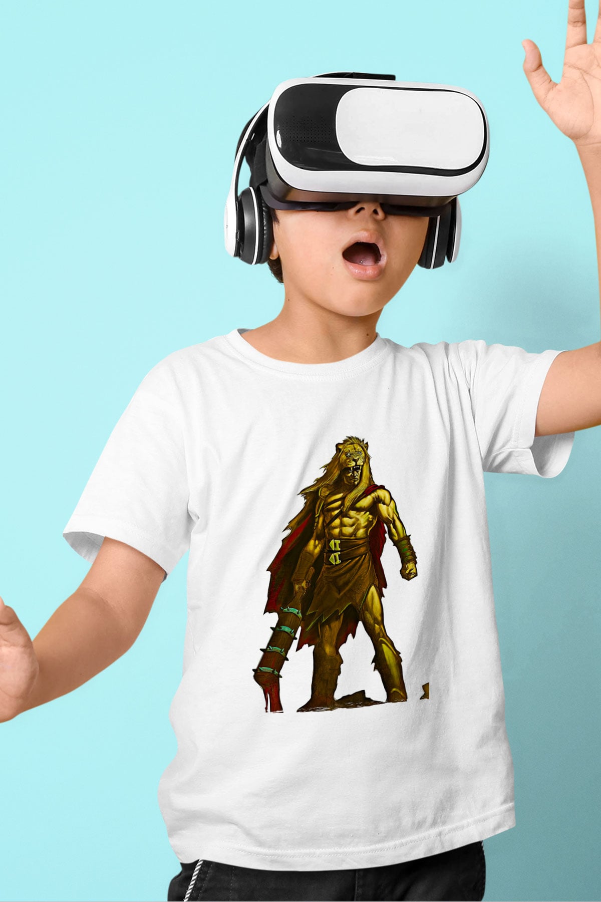 Herkül Baskılı Beyaz Unisex Beyaz Çocuk Tişört - Tshirt