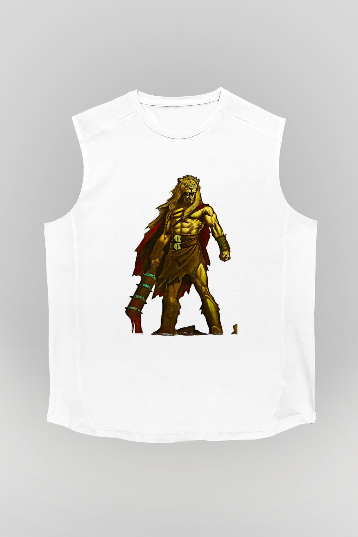 Herkül Baskılı Beyaz Unisex Kolsuz Tişört - Tshirt