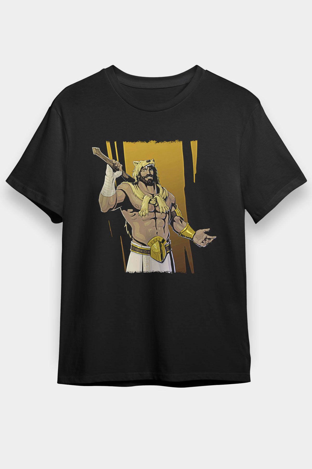 Herkül Baskılı Unisex Siyah Tişört - Tshirt