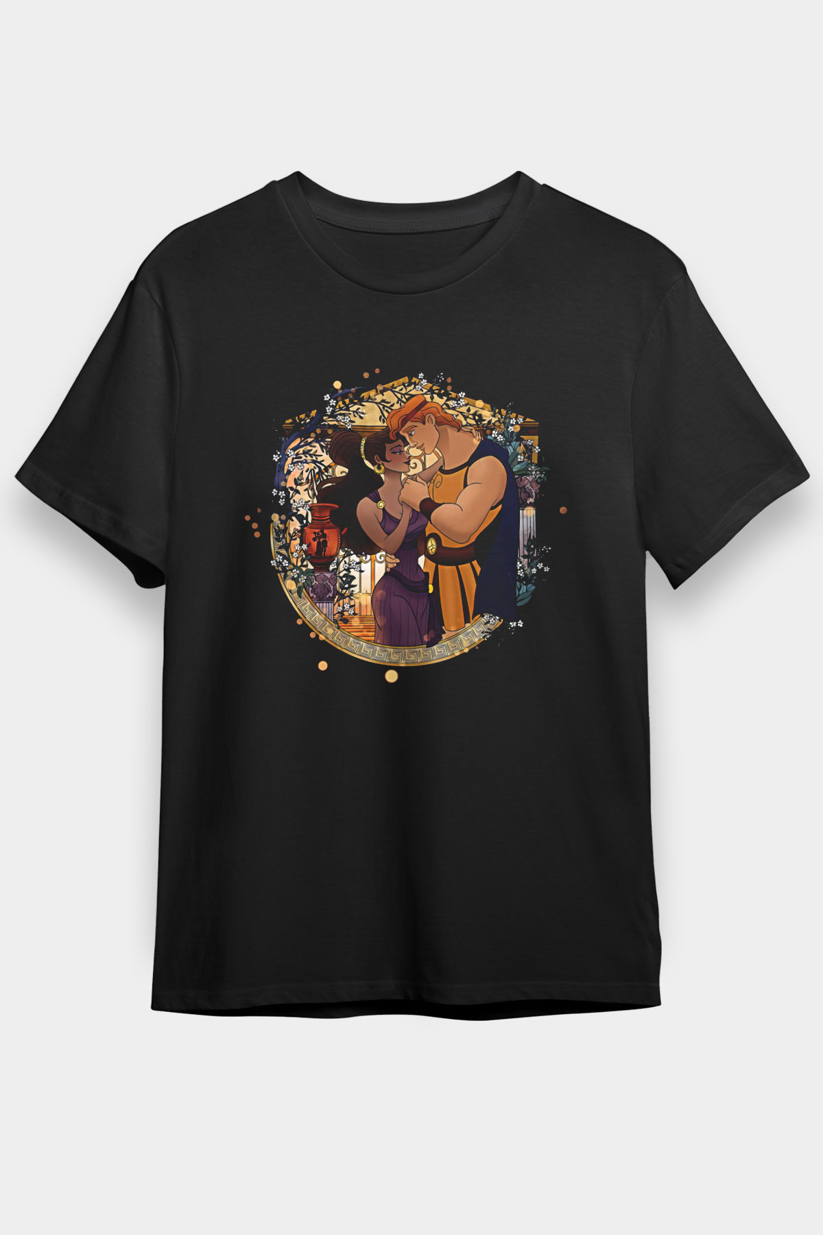 Herkül Baskılı Unisex Siyah Tişört - Tshirt