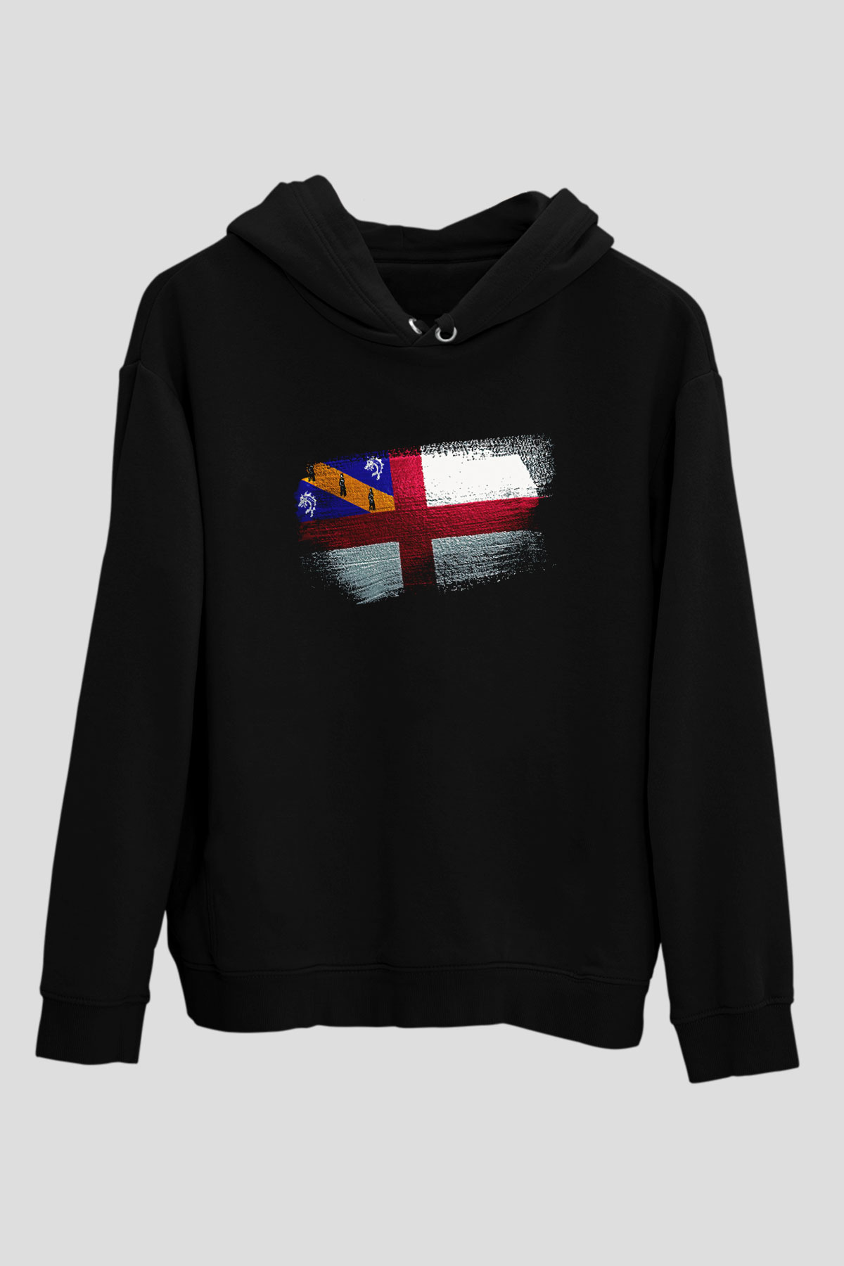 Herm Bayrağı Baskılı Unisex Siyah Hoodie