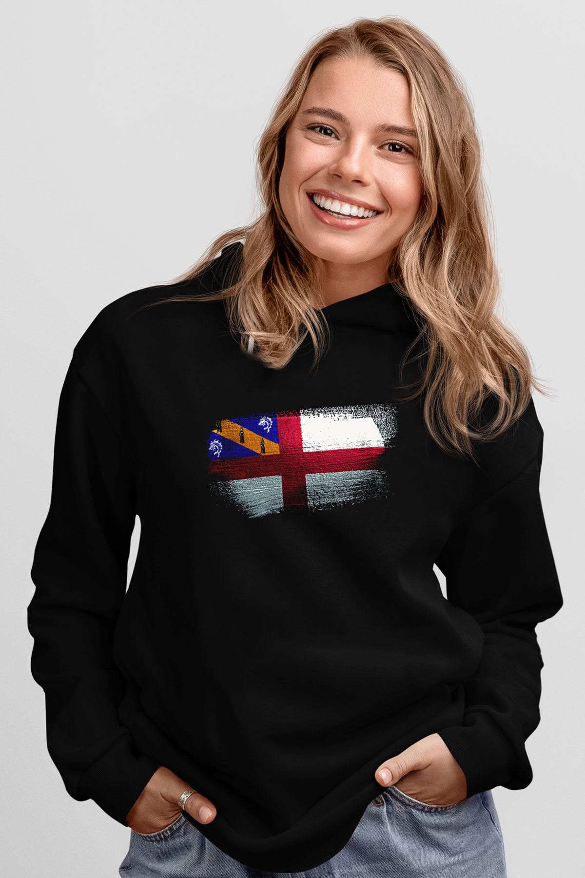 Herm Bayrağı Baskılı Unisex Siyah Hoodie