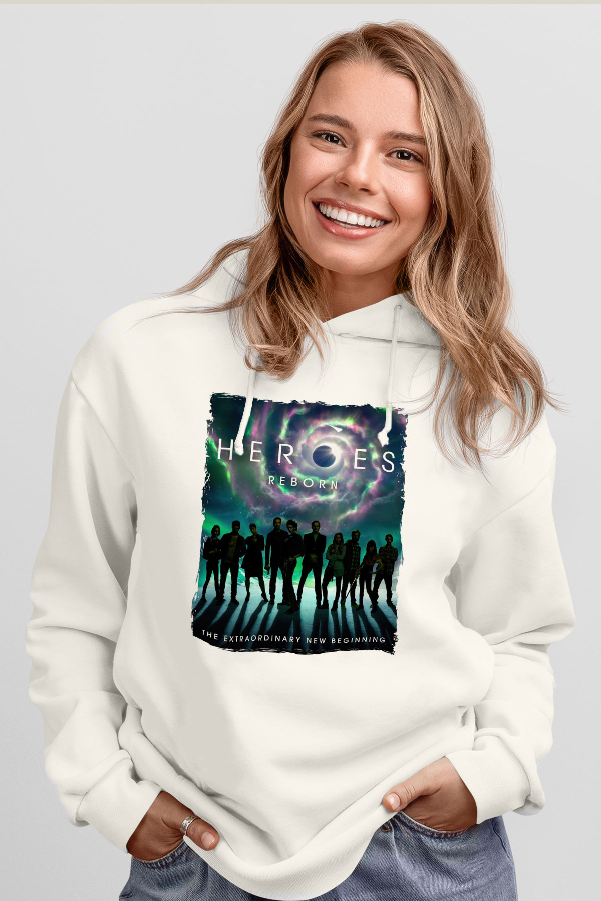 Heroes Beyaz Unisex Hoodie