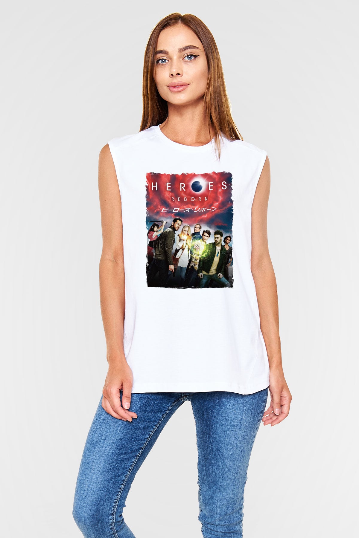 Heroes Beyaz Unisex Kolsuz Tişört