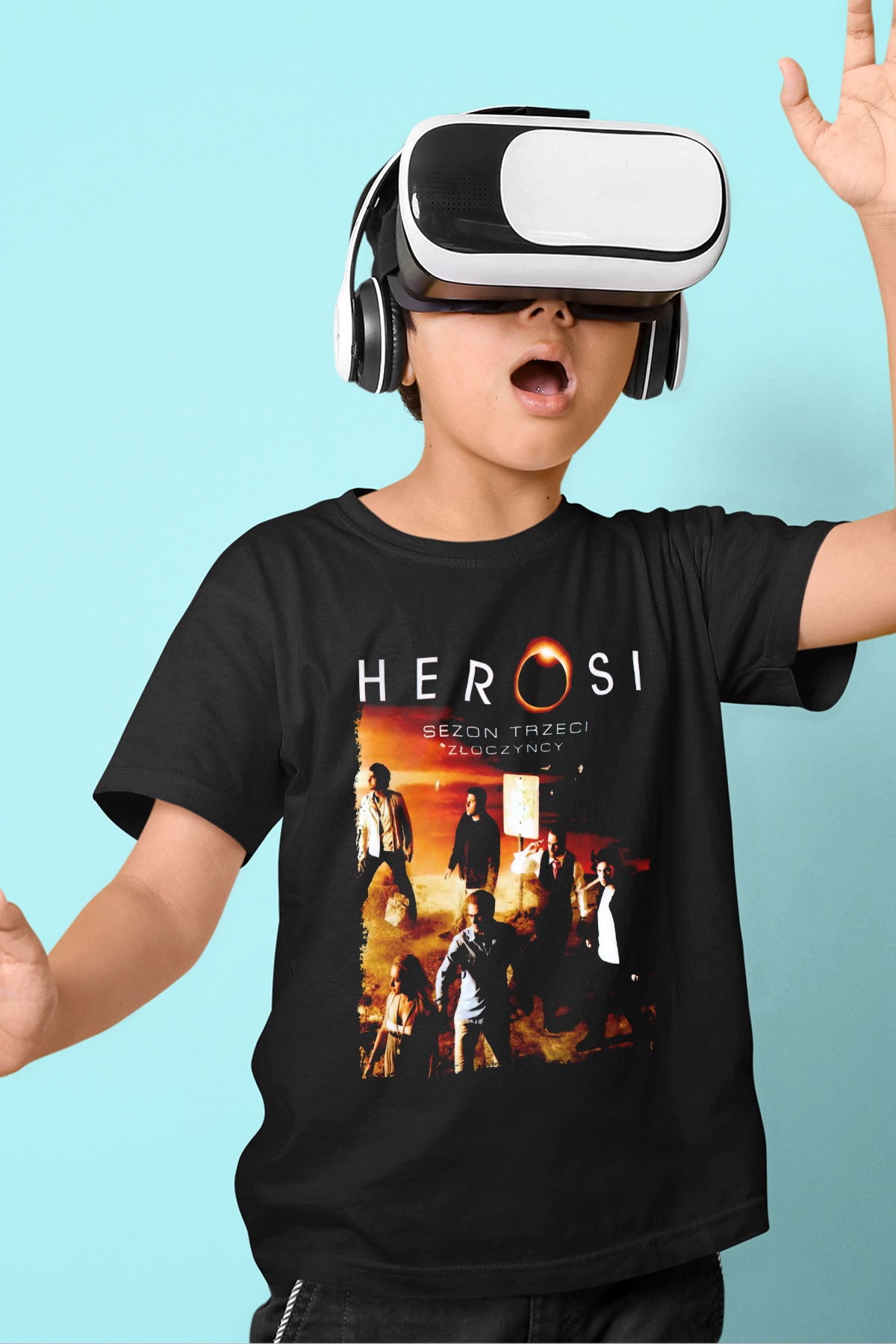 Heroes Siyah Unisex Çocuk Tişört