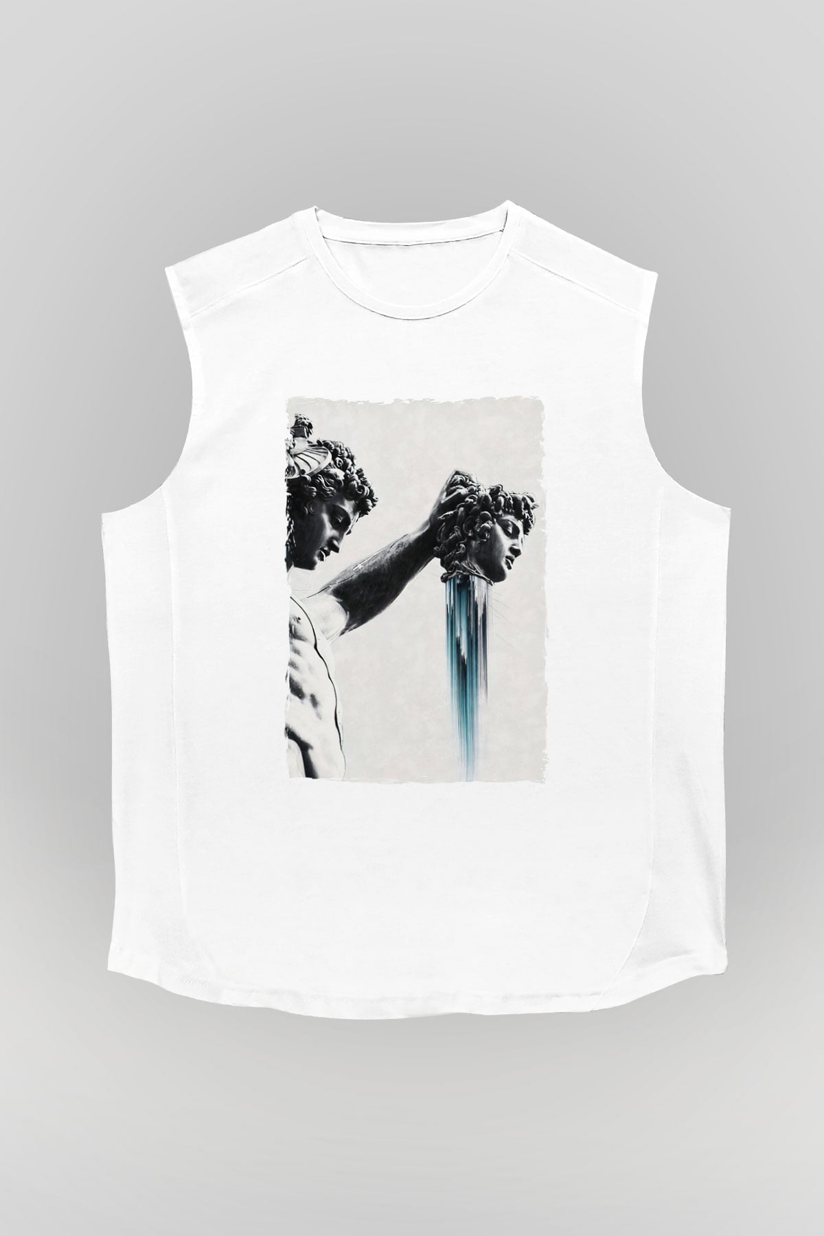Heykel Baskılı Unisex Siyah  Kolsuz Tişört