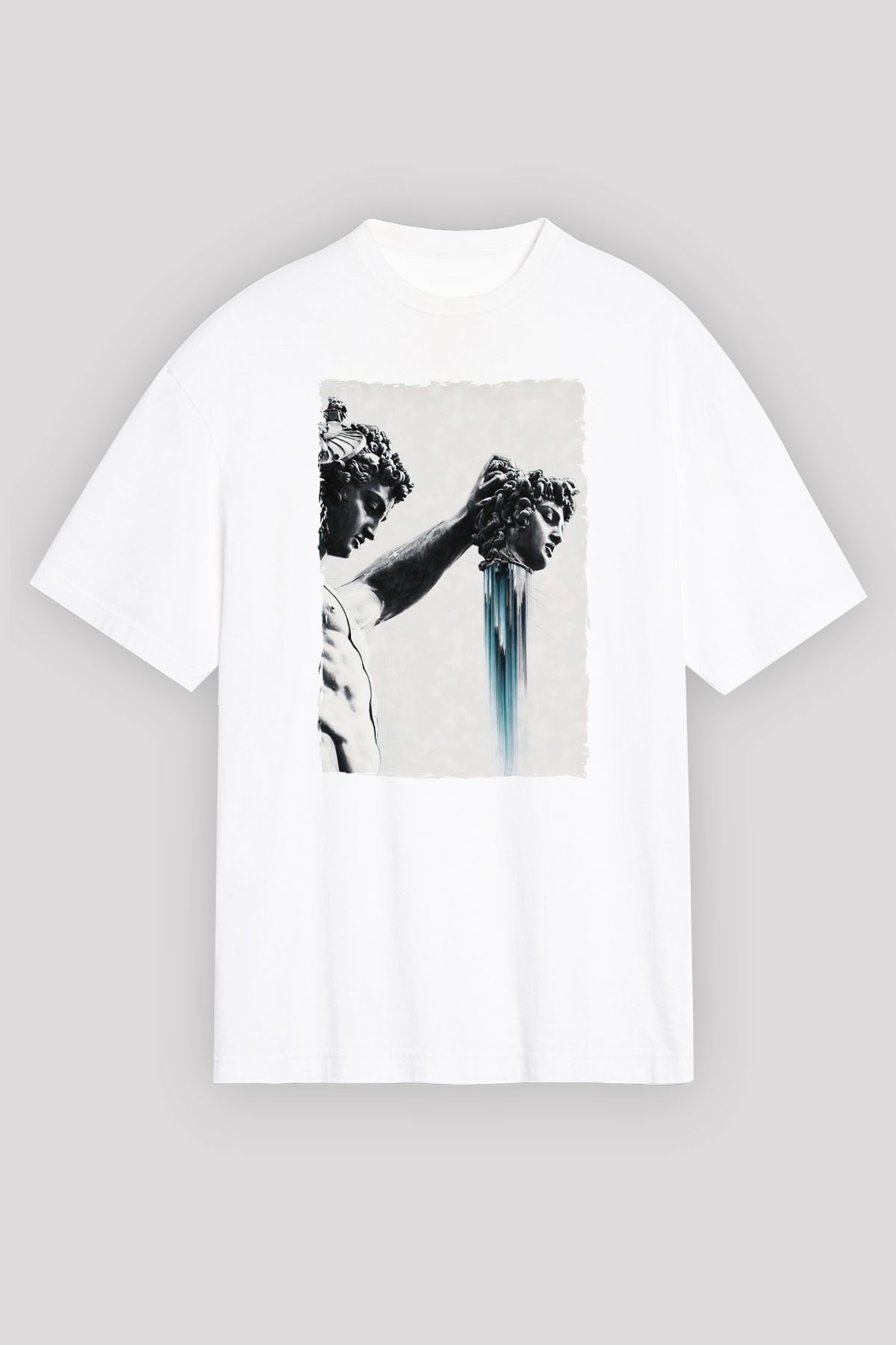Heykel Baskılı Unisex Siyah Tişört
