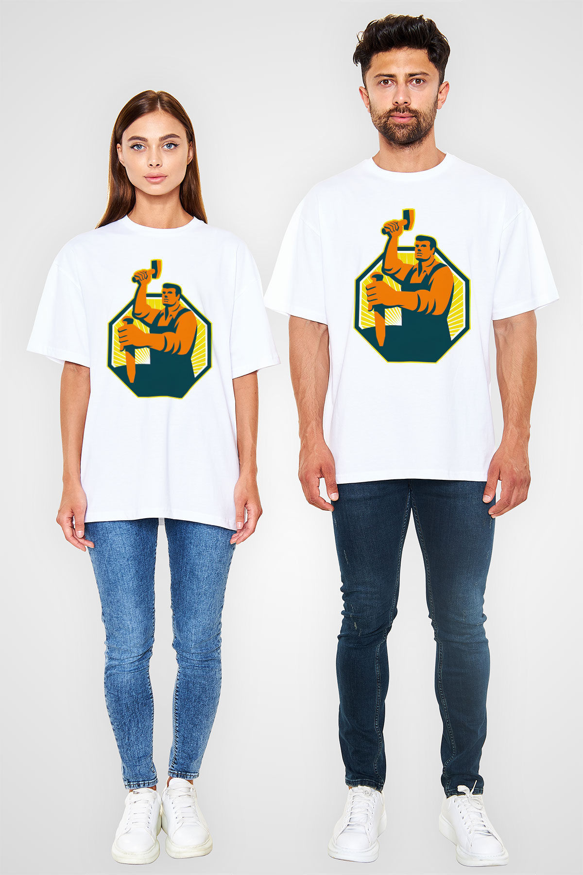 Heykeltıraş Beyaz Unisex Tişört T-Shirt - TişörtFabrikası