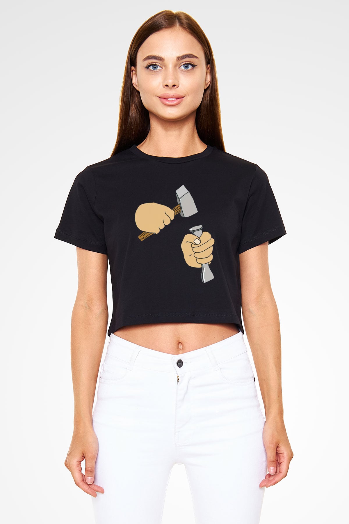 Heykeltıraş Siyah  Crop Top Tişört