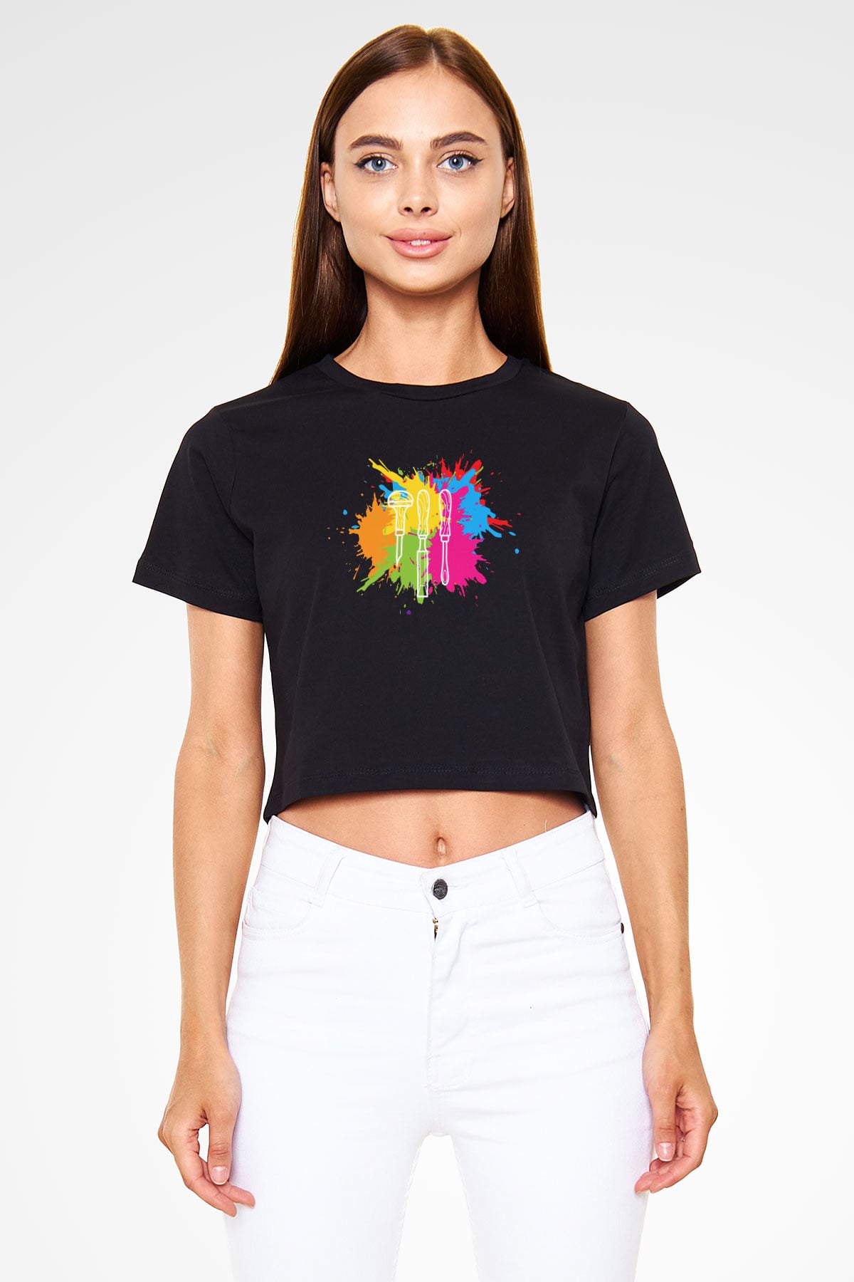 Heykeltıraş Siyah  Crop Top Tişört