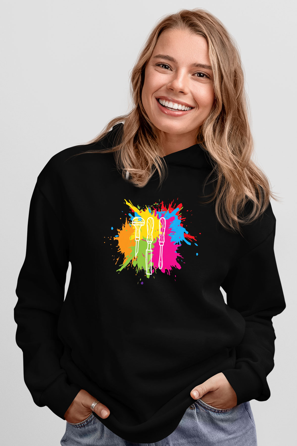 Heykeltıraş Siyah Unisex Kapüşonlu Sweatshirt