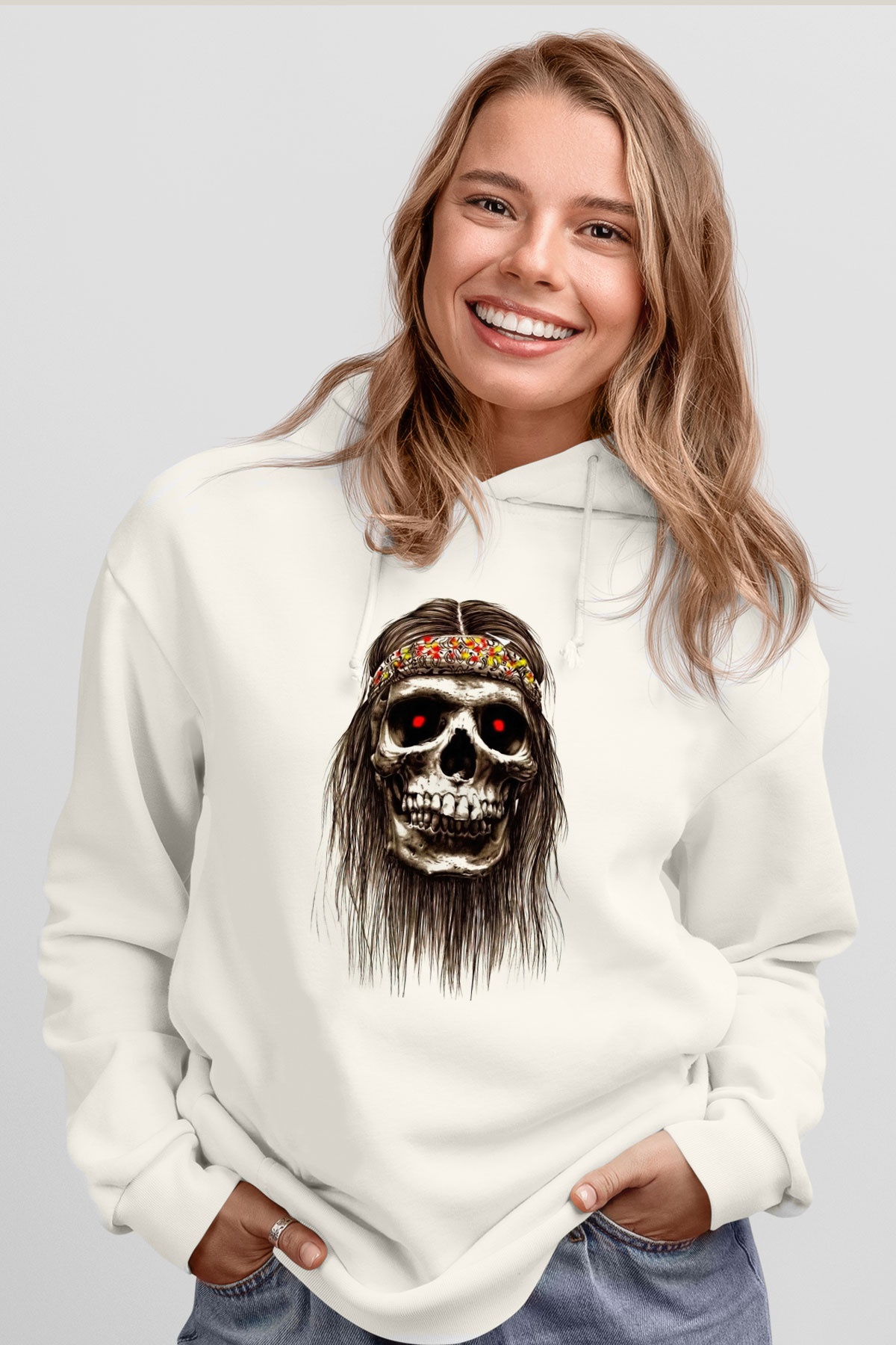 Hippi KurukafaBeyaz  Unisex Hoodie