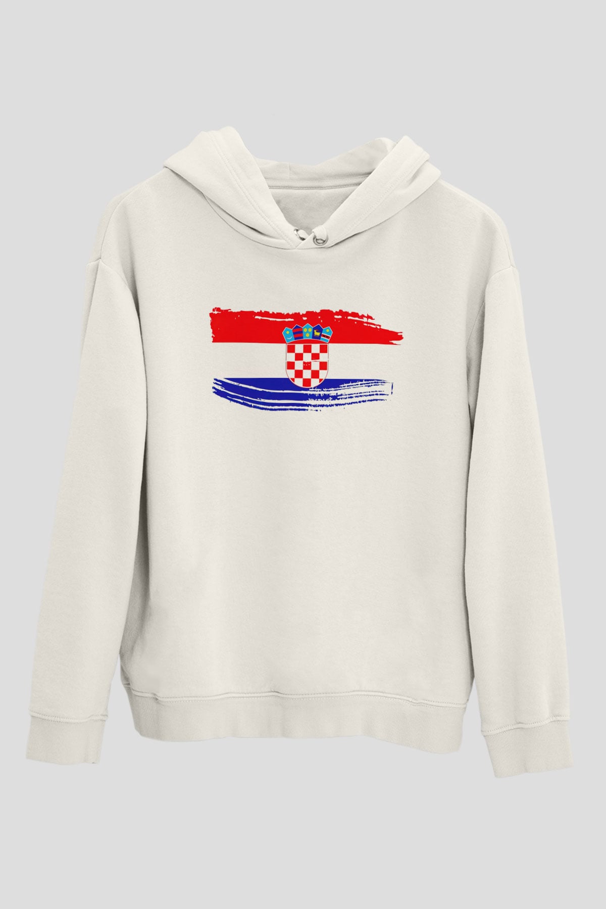Hırvatistan Beyaz Unisex Kapşonlu Sweatshirt