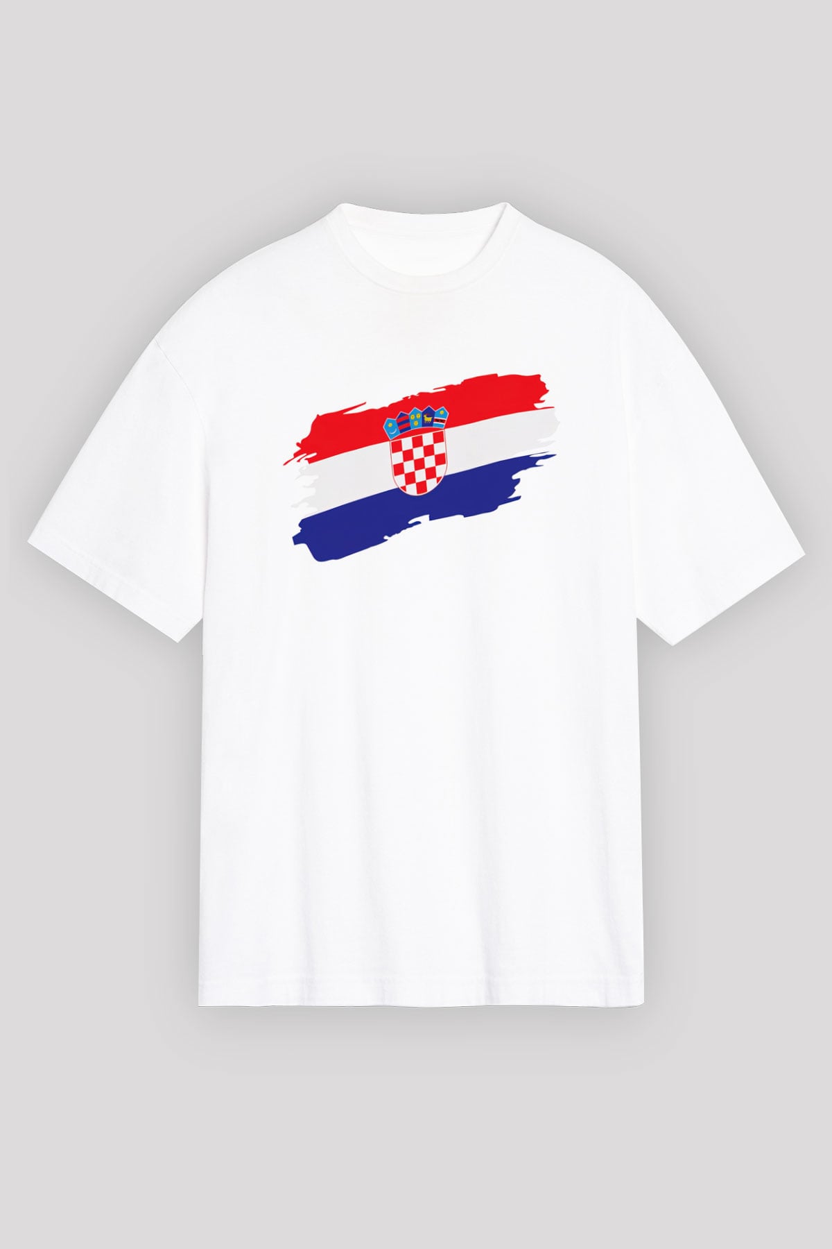 Hırvatistan Beyaz Unisex Oversize Tişört T-Shirt