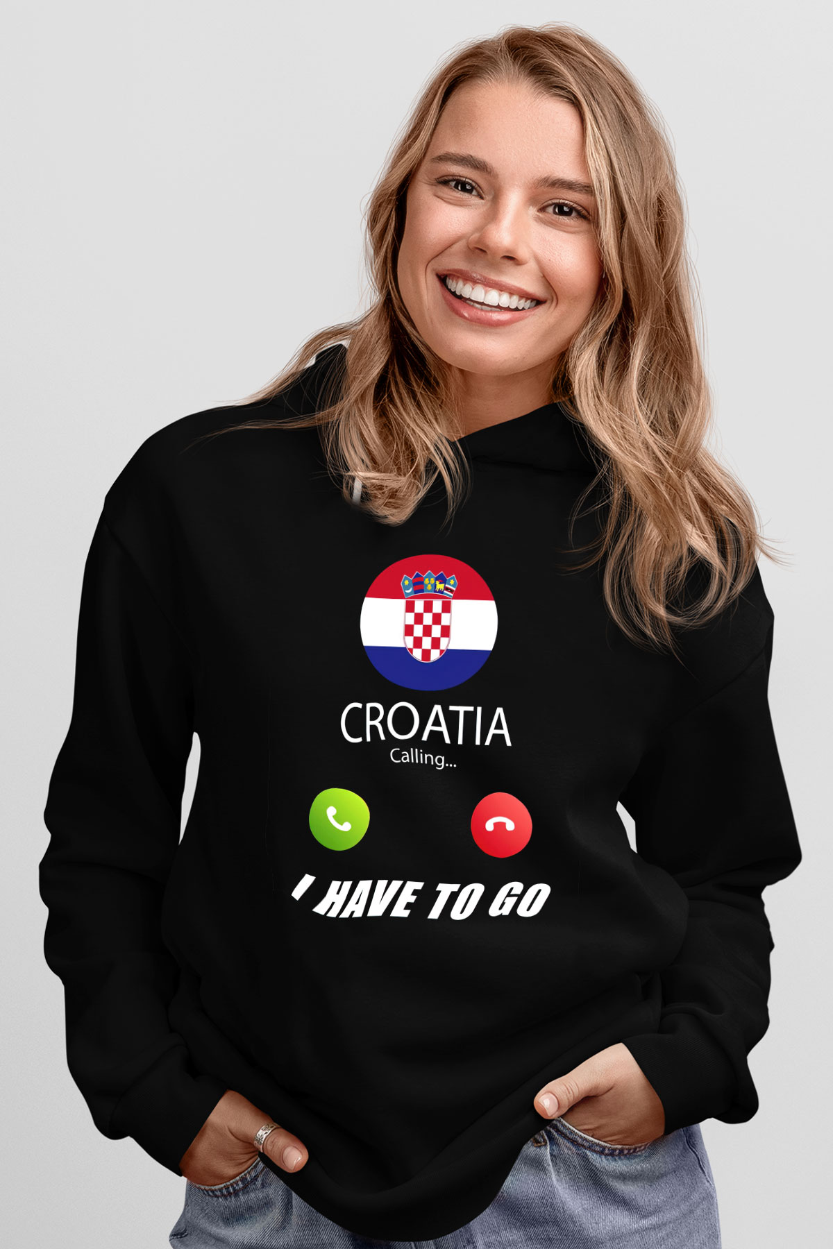 Hırvatistan Siyah Unisex Hoodie