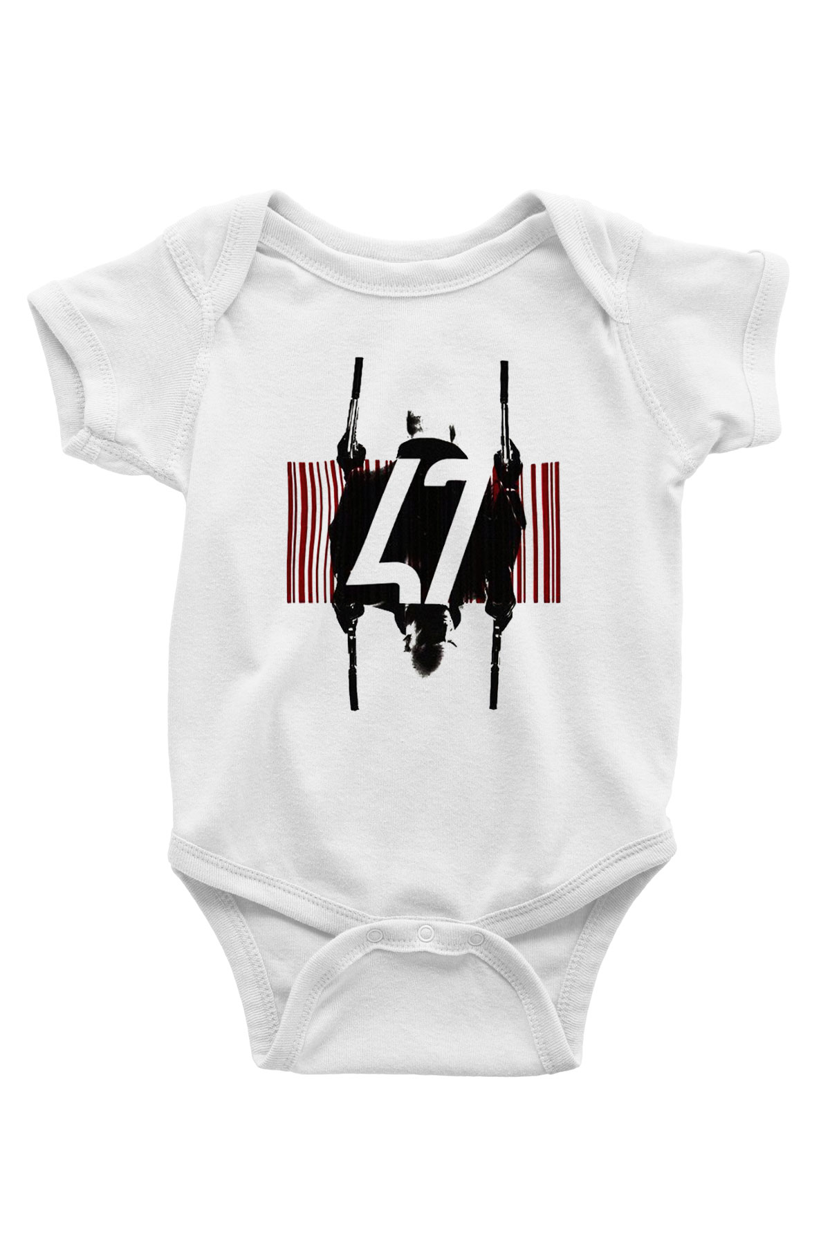 Hitman Baskılı Beyaz Unisex Bebek Body - Zıbın