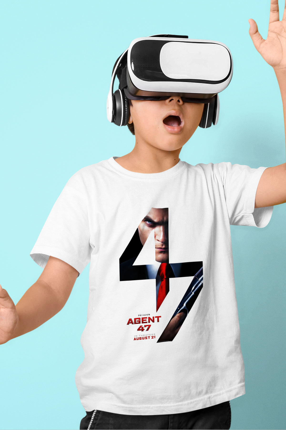 Hitman Baskılı Beyaz Unisex Çocuk Tişört