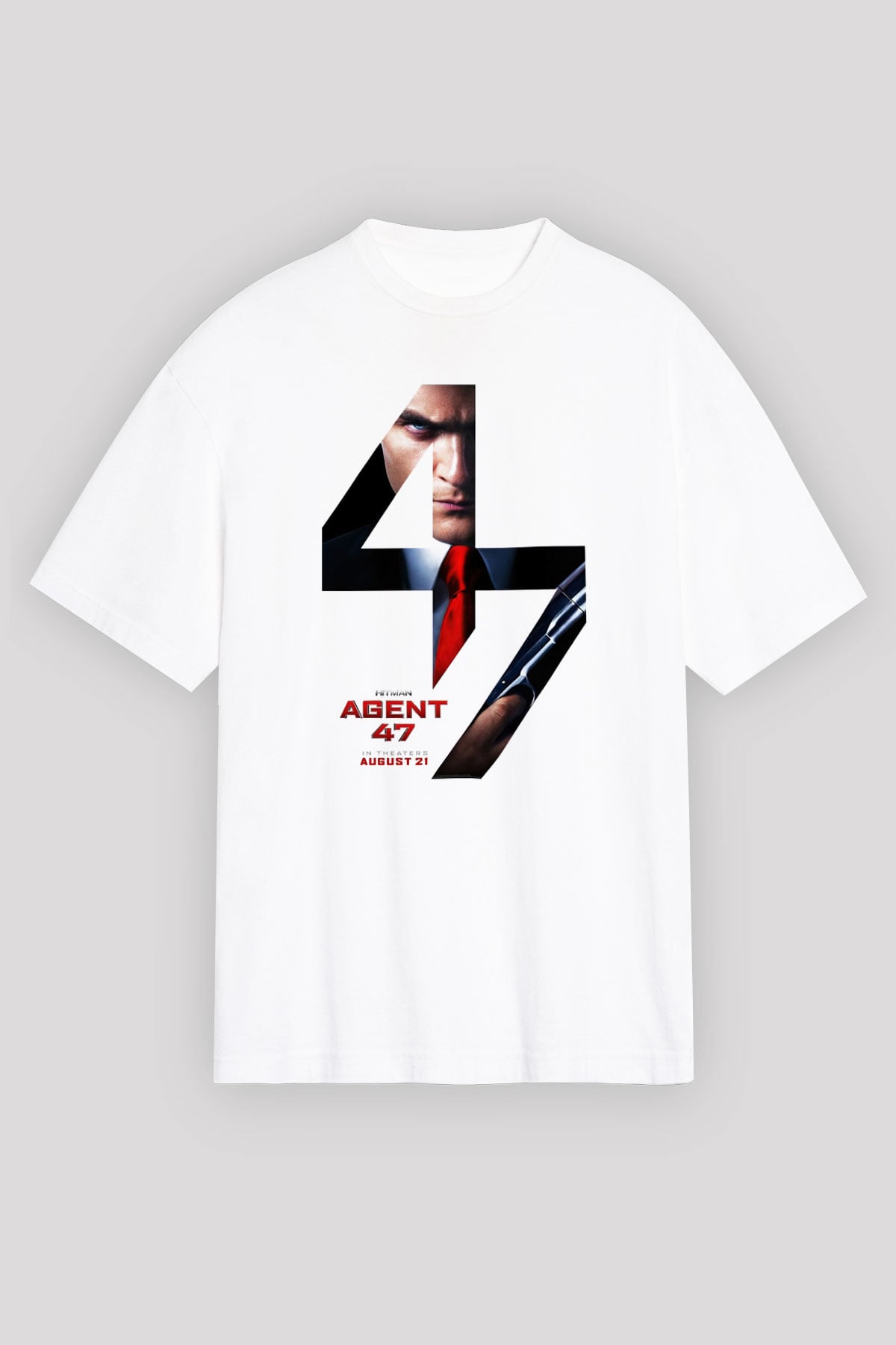 Hitman Beyaz Unisex Oversize Tişört T-Shirt