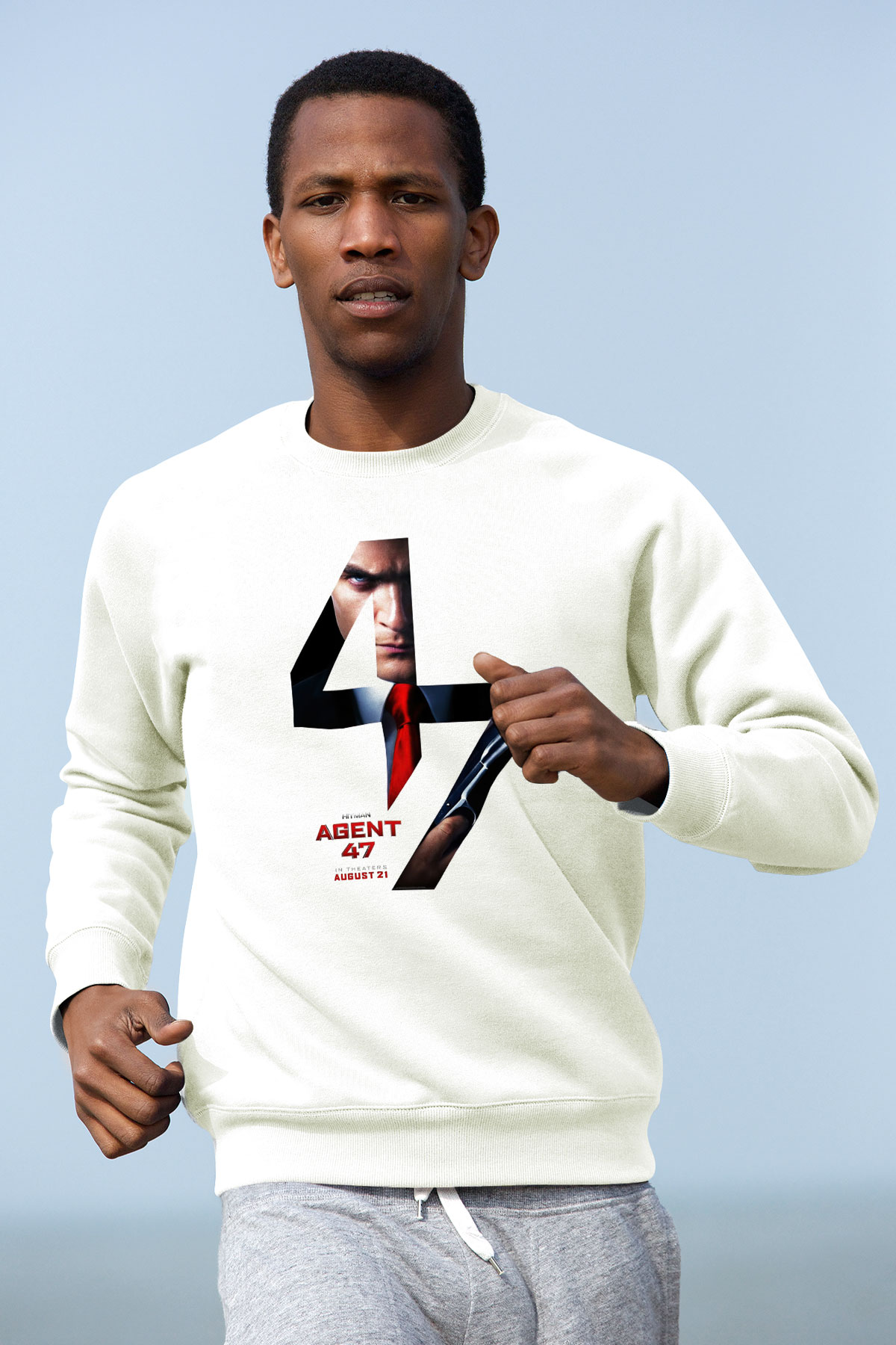 Hitman Beyaz Unisex Sweatshirt