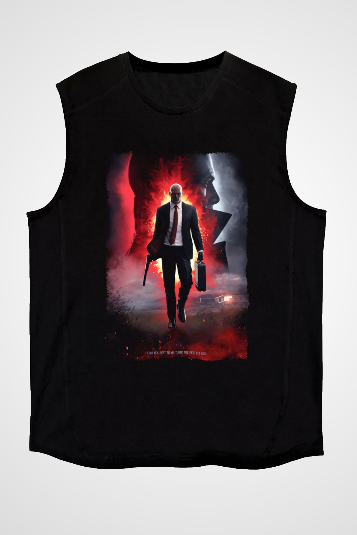 Hitman Siyah Unisex Kolsuz Tişört