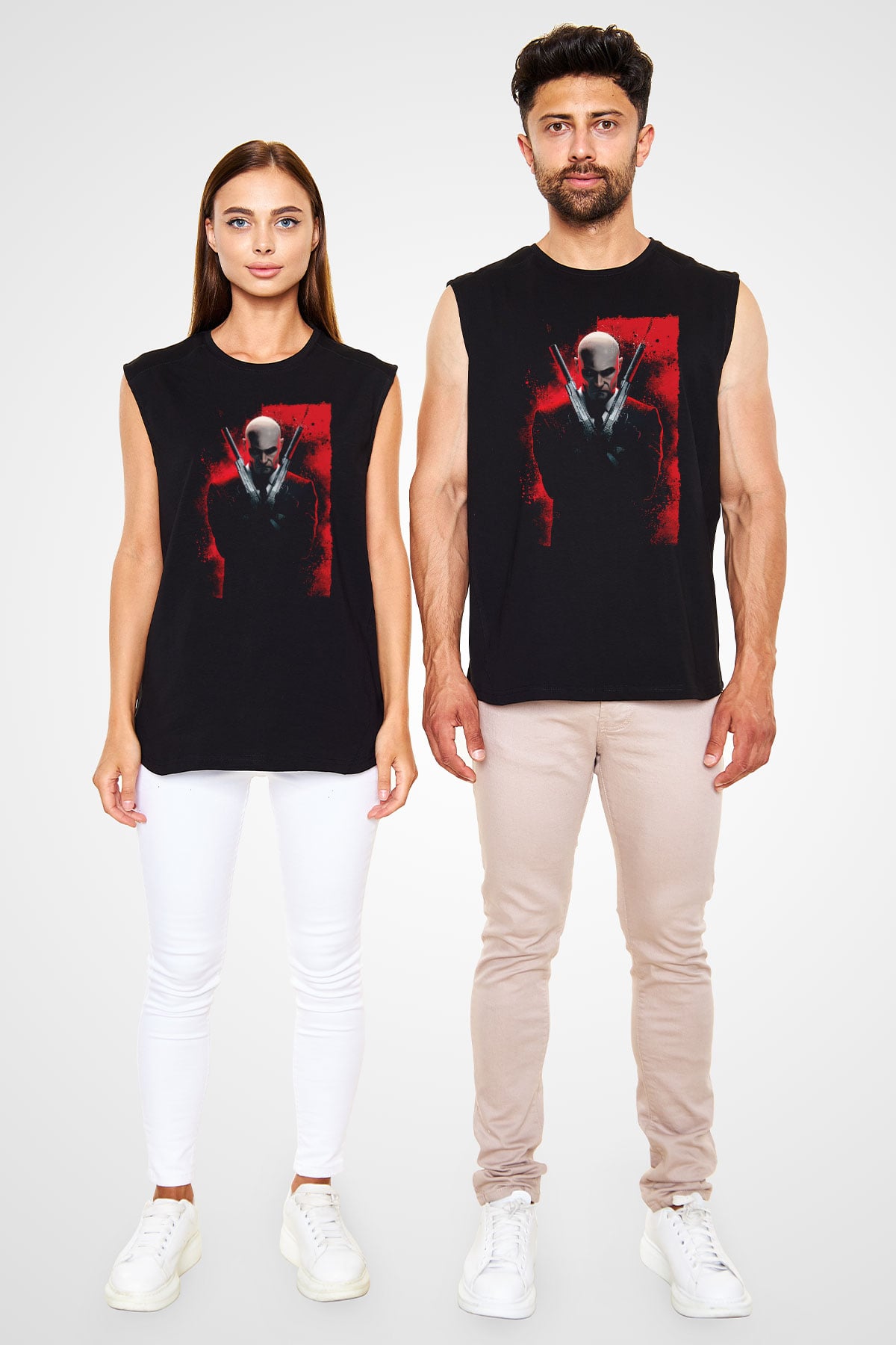 Hitman Siyah Unisex Kolsuz Tişört