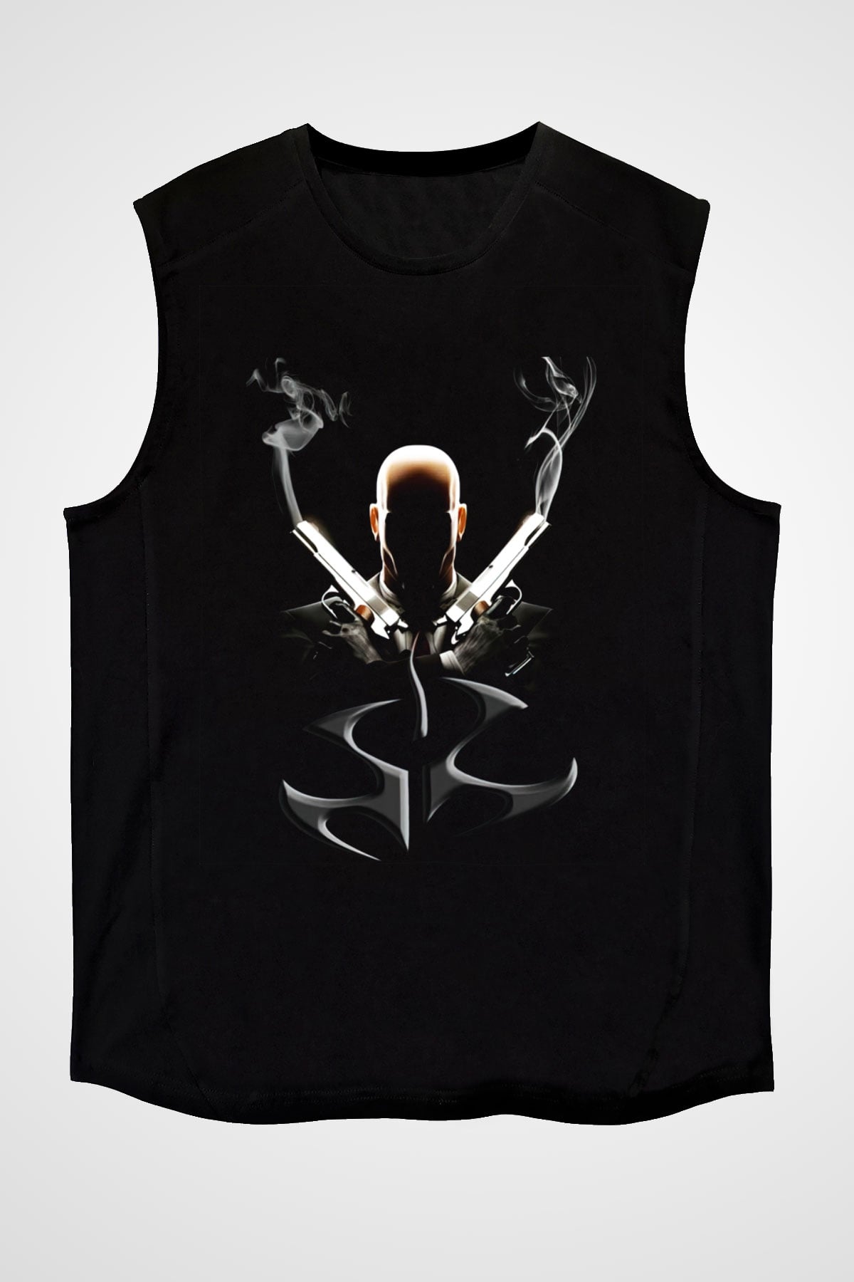 Hitman Siyah Unisex Kolsuz Tişört