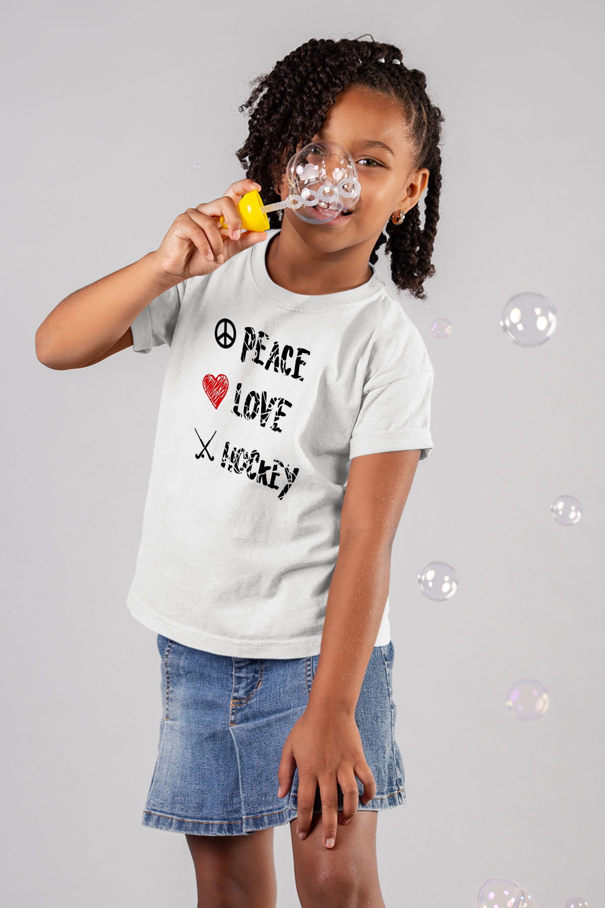 Hokey Baskılı Unisex Beyaz Çocuk Tişört - Tshirt