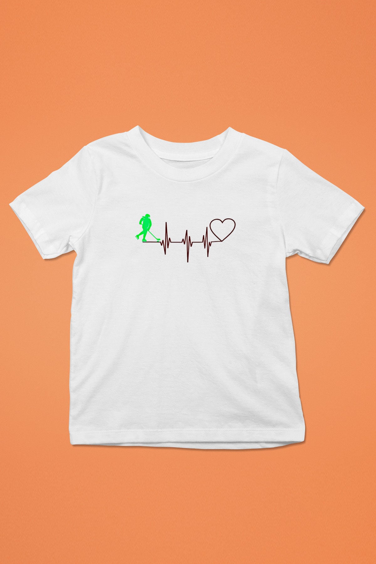 Hokey Baskılı Unisex Beyaz Çocuk Tişört - Tshirt