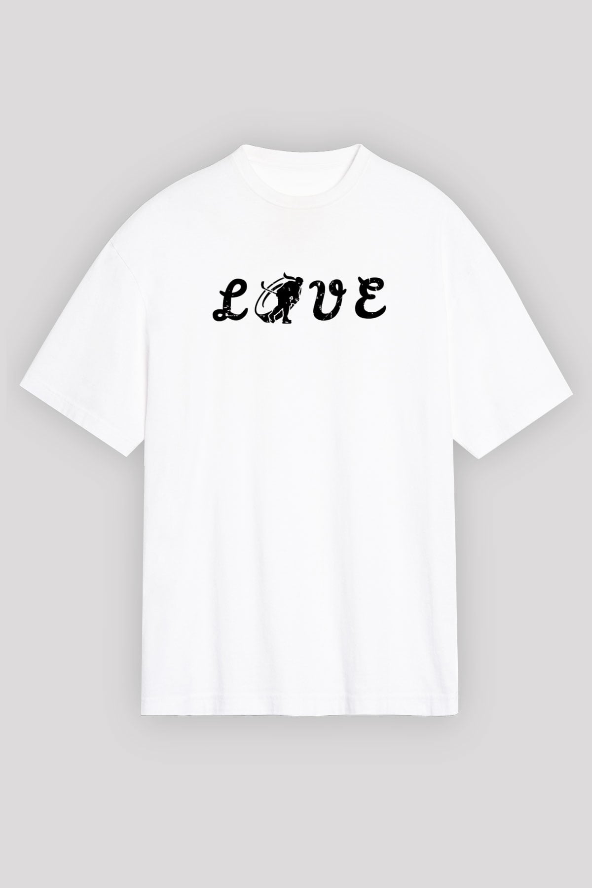 Hokey Baskılı Unisex Beyaz Oversize Tişört - Tshirt