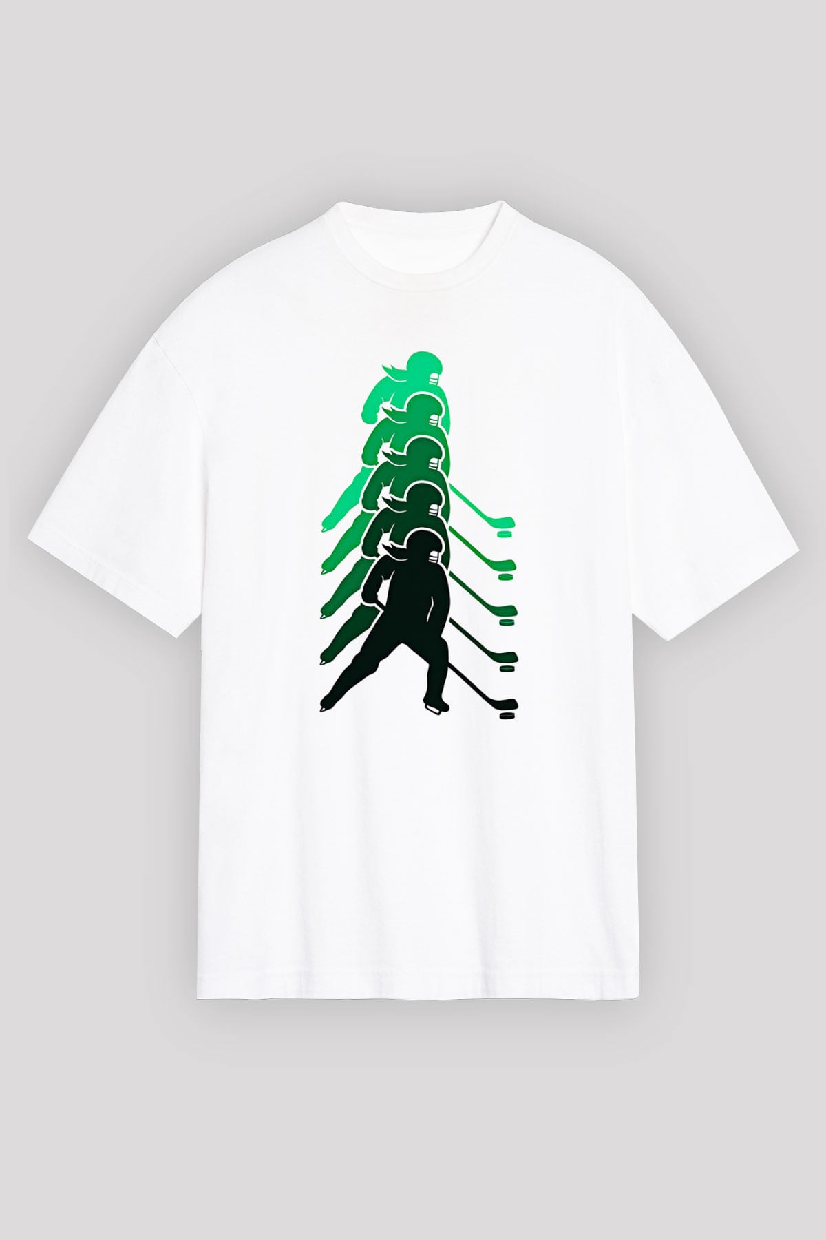 Hokey Baskılı Unisex Beyaz Oversize Tişört - Tshirt