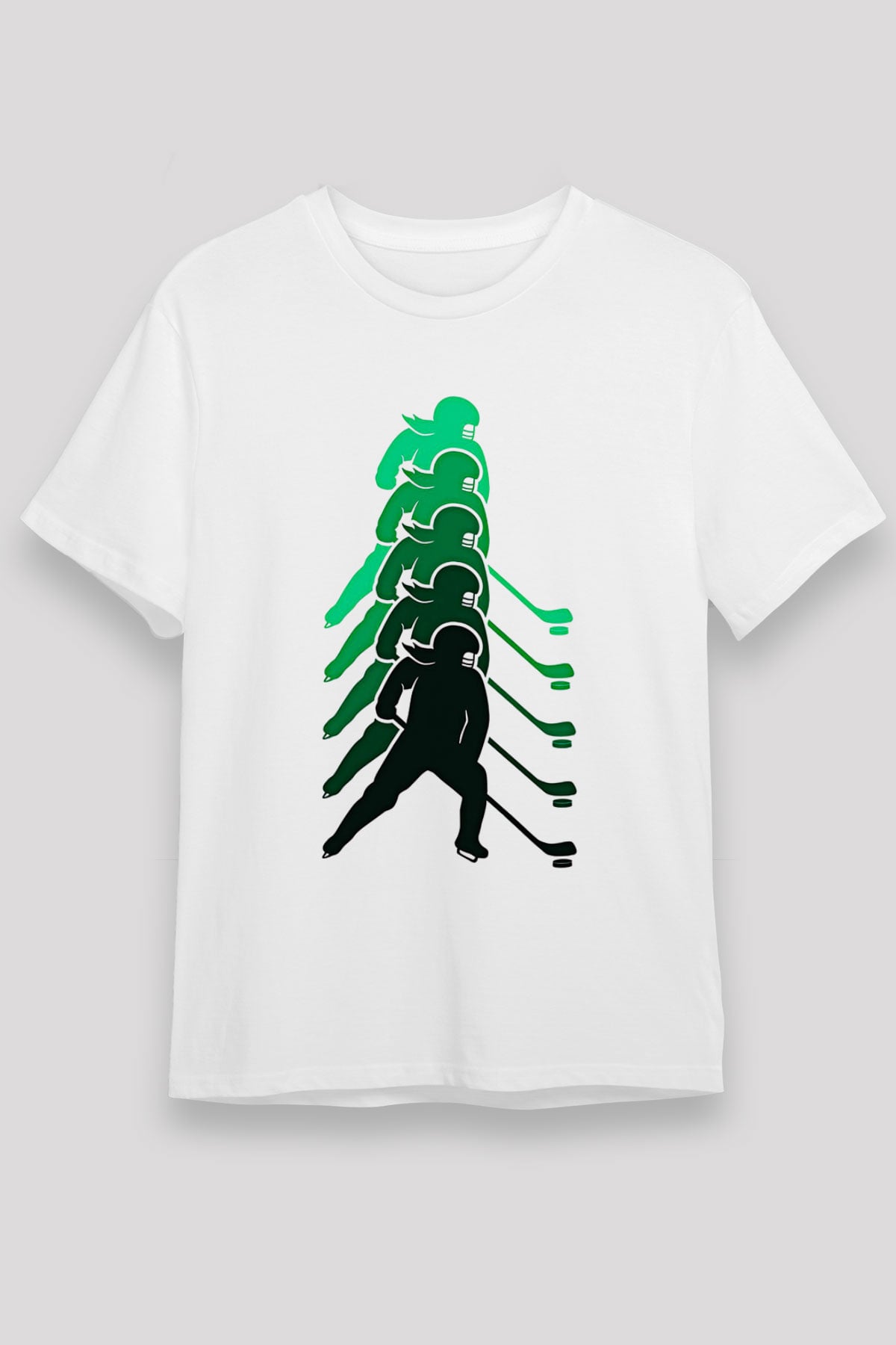 Hokey Baskılı Unisex Beyaz Tişört - Tshirt