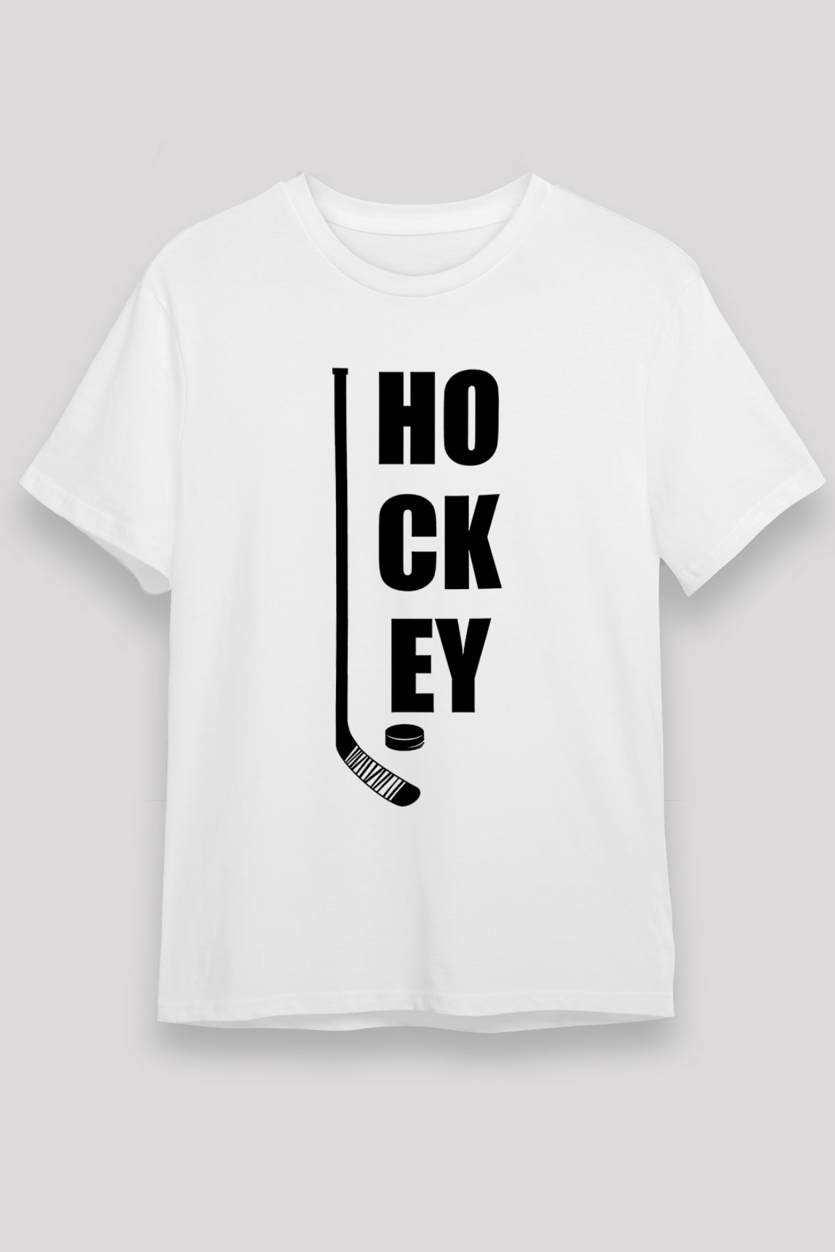 Hokey Baskılı Unisex Beyaz Tişört - Tshirt
