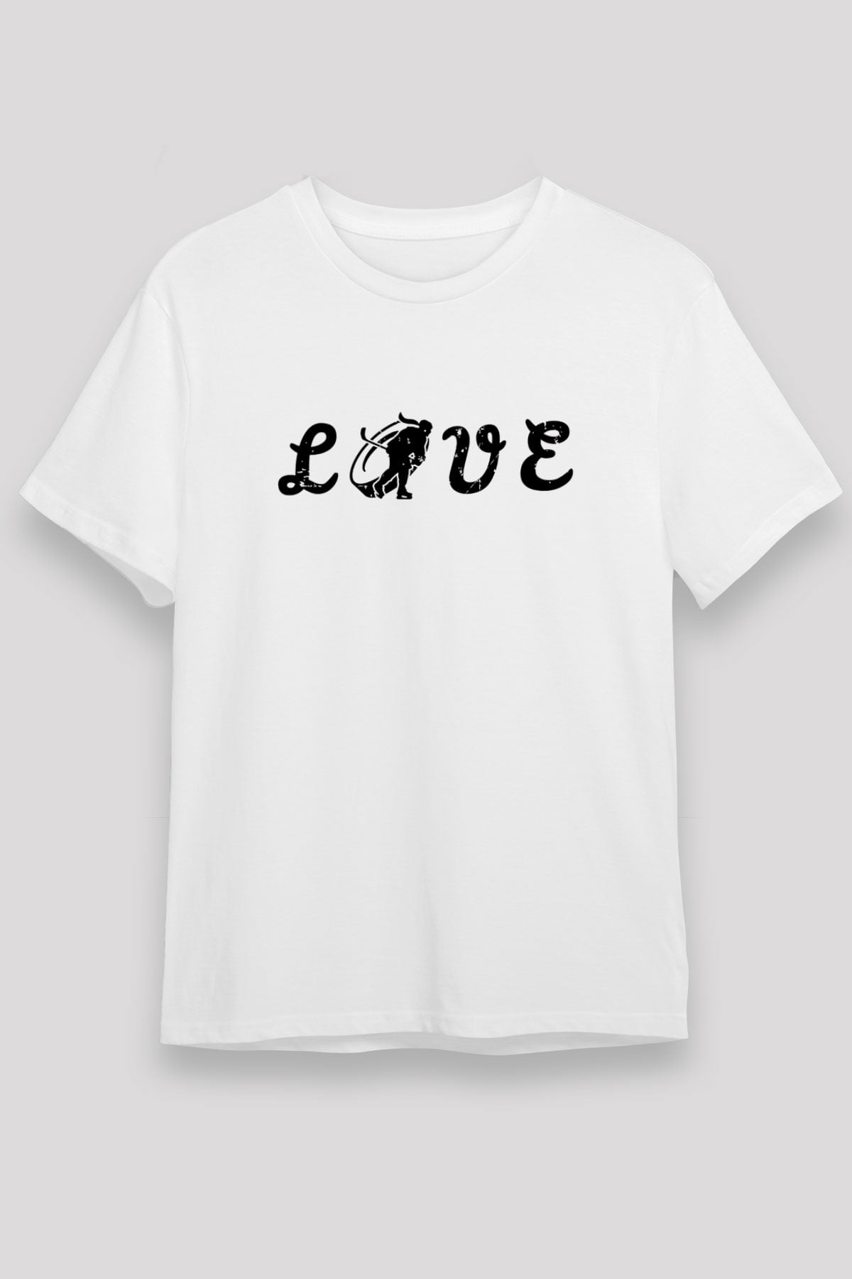 Hokey Baskılı Unisex Beyaz Tişört - Tshirt
