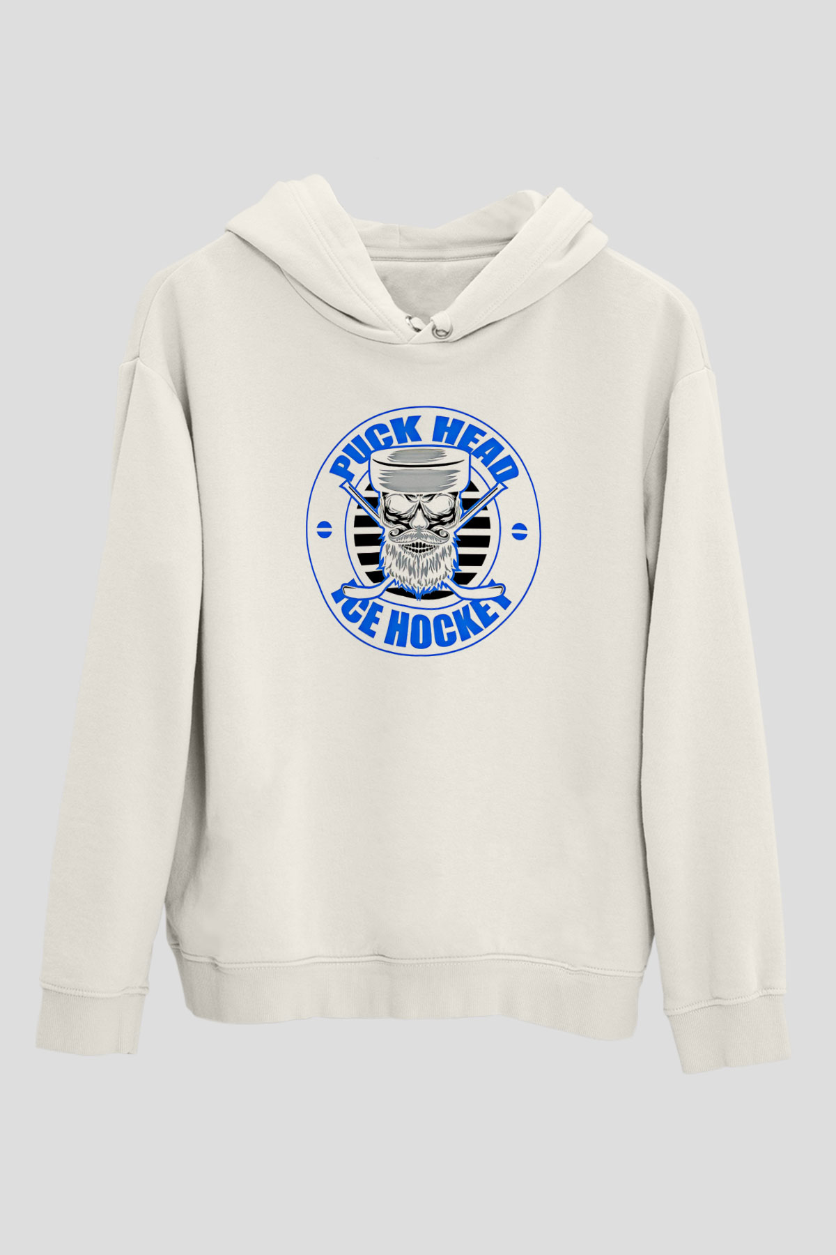 Hokey Baskılı Unisex Ekru Hoodie