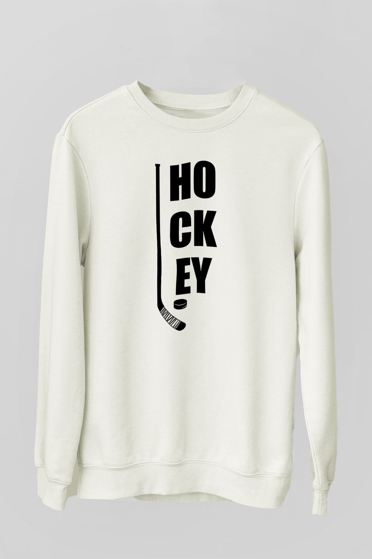 Hokey Baskılı Unisex Ekru Sweatshirt