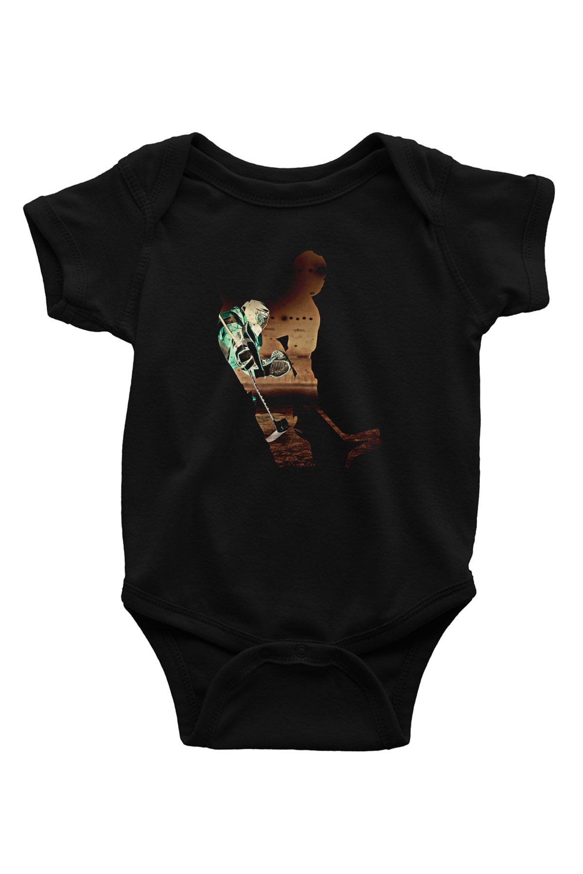 Hokey Baskılı Unisex Siyah Bebek Body - Zıbın