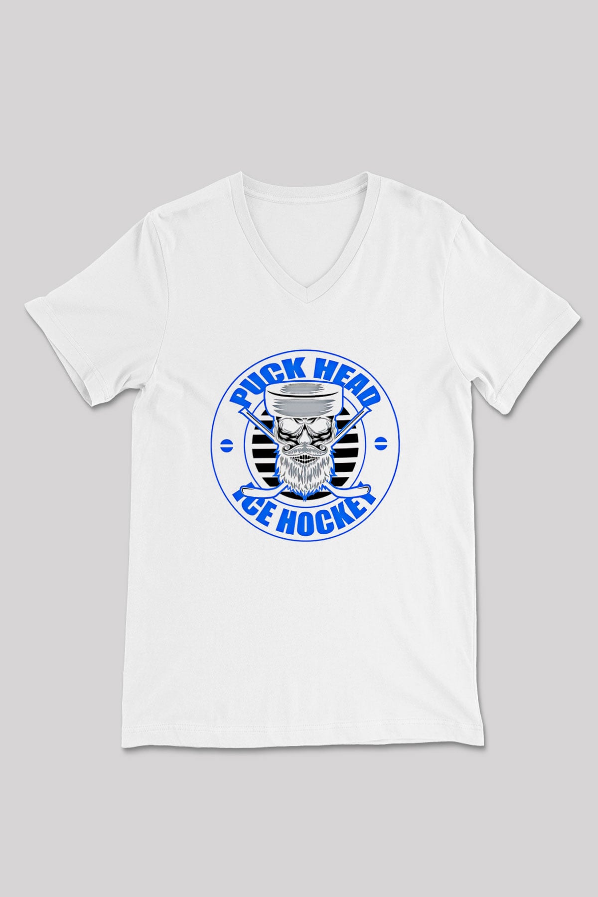 Hokey Baskılı Unisex V Yaka Tişört - Tshirt