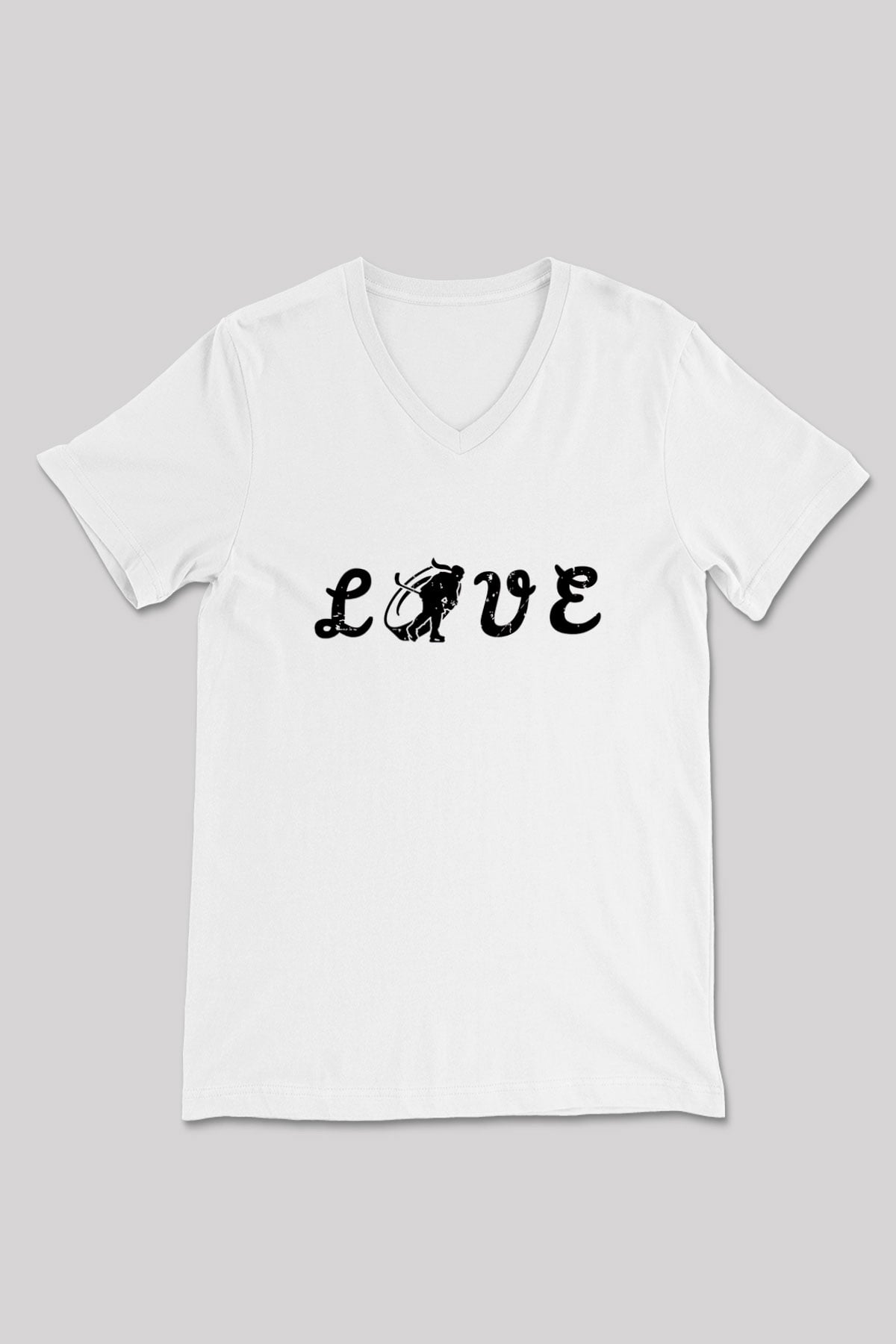 Hokey Baskılı Unisex V Yaka Tişört - Tshirt