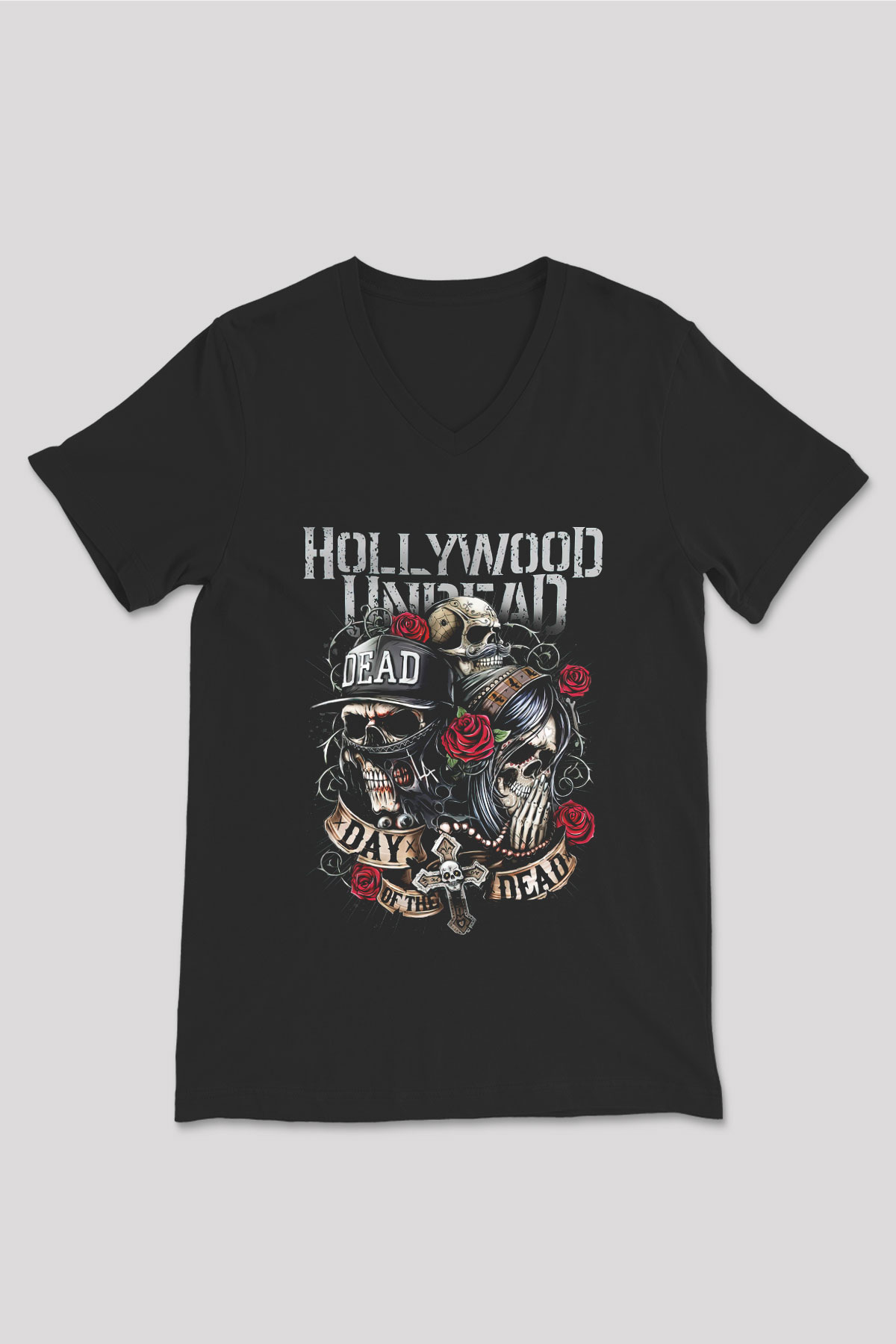 Hollywood Undead Siyah Unisex V Yaka Tişört T-Shirt
