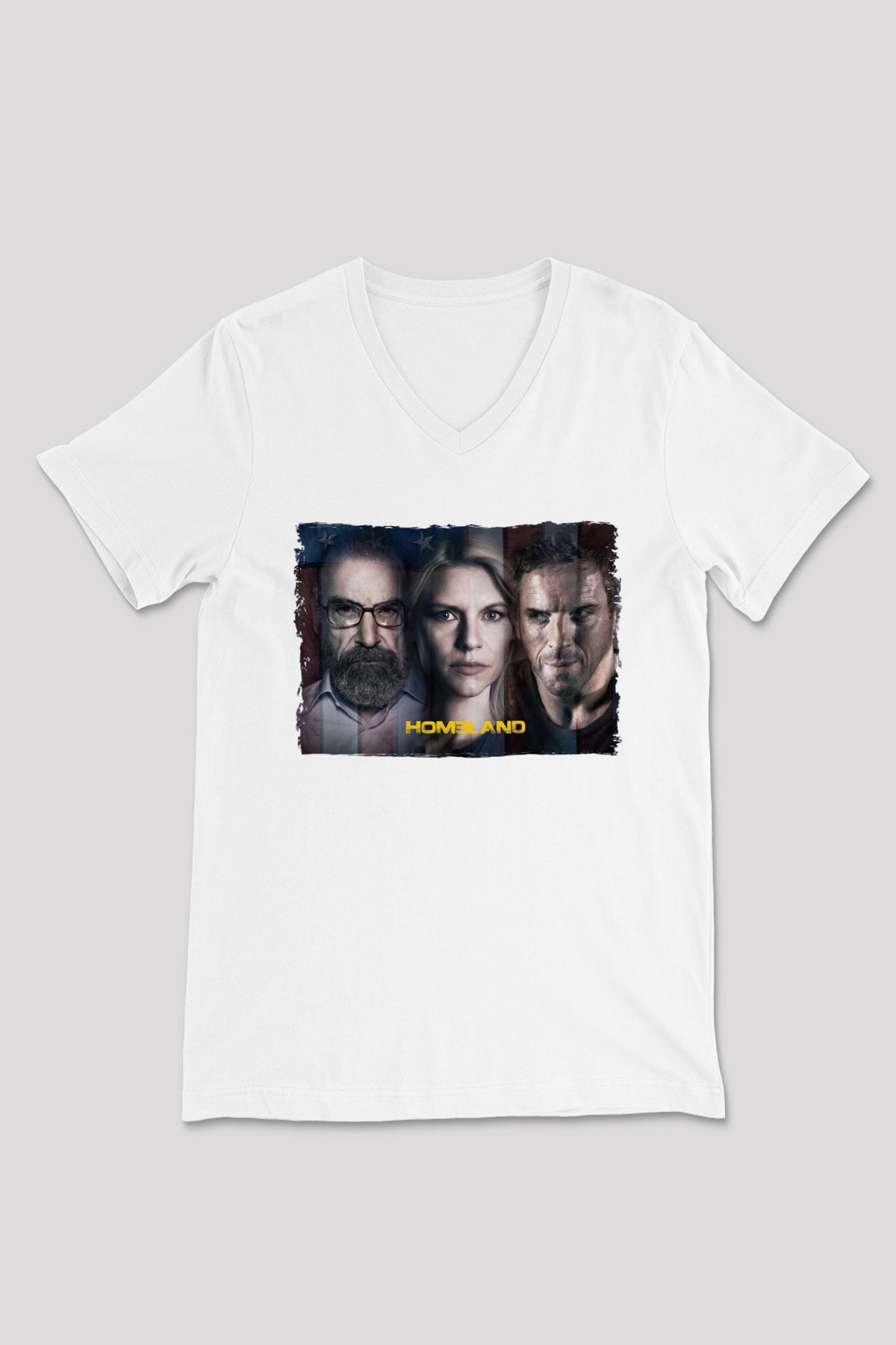 Homeland Beyaz Unisex V Yaka Tişört