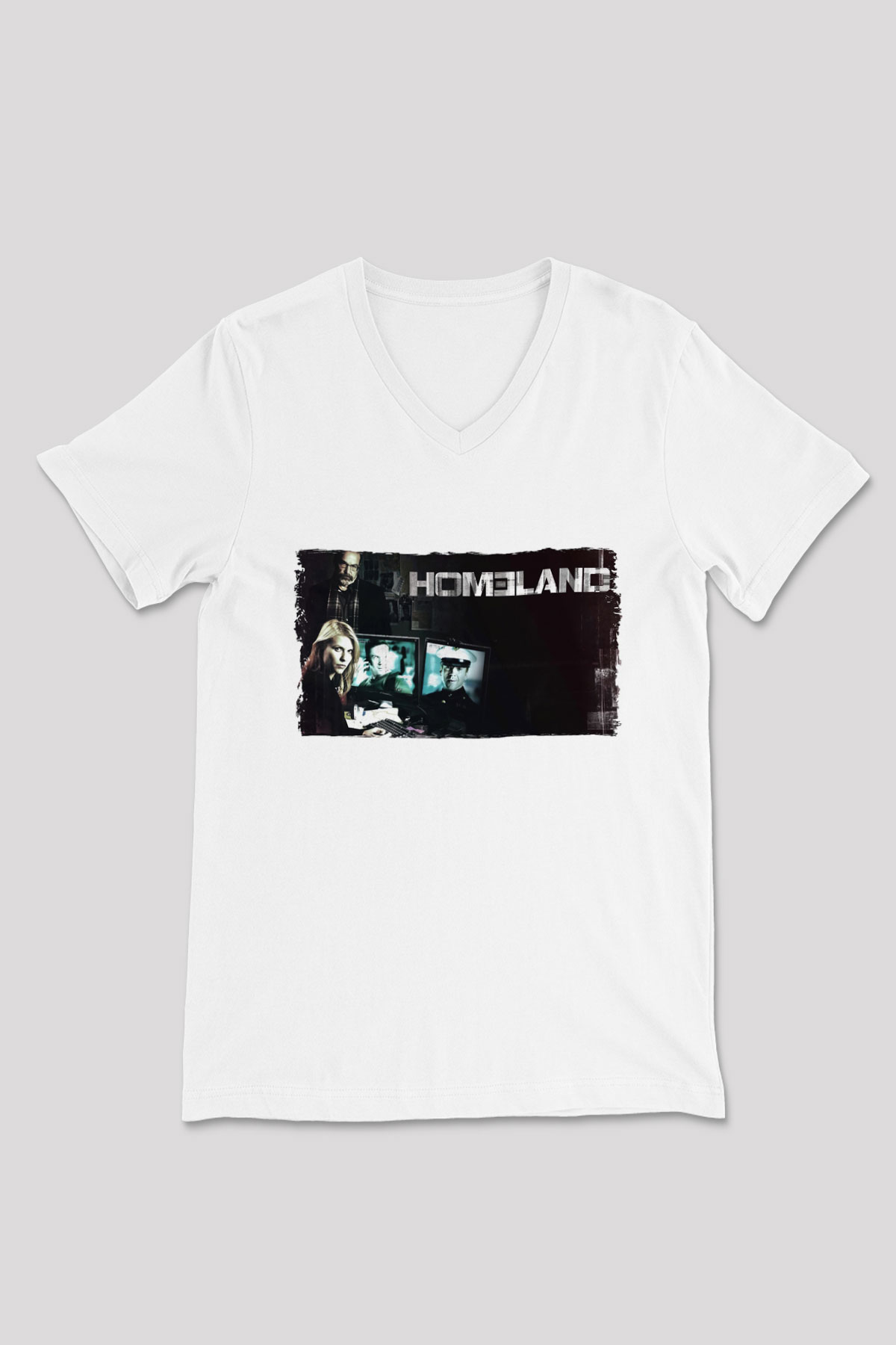 Homeland Beyaz Unisex V Yaka Tişört