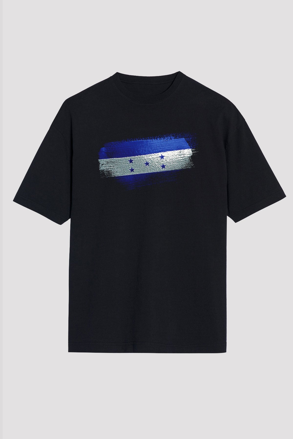Honduras Bayrağı Baskılı Unisex Siyah Oversize Tişört