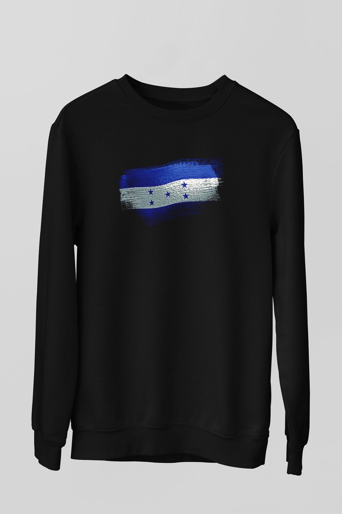 Honduras Bayrağı Baskılı Unisex Siyah Sweatshirt