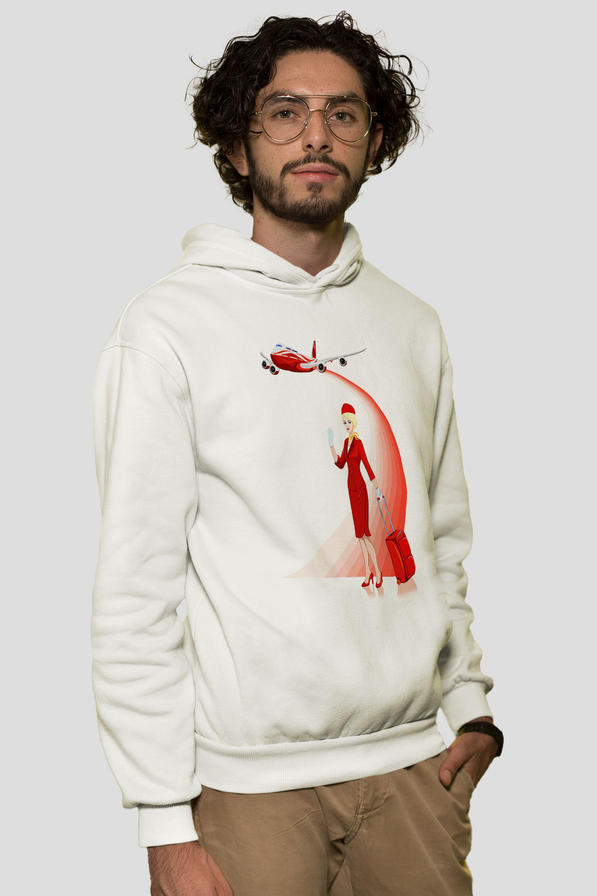 Hostes Beyaz Unisex Hoodie