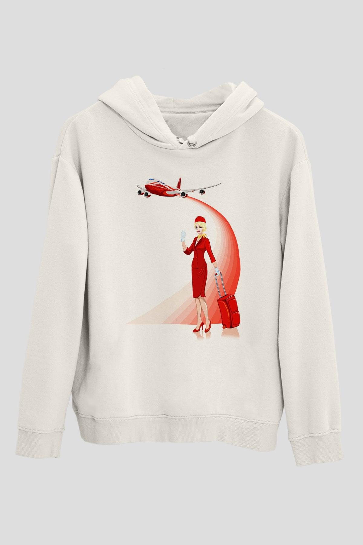 Hostes Beyaz Unisex Hoodie