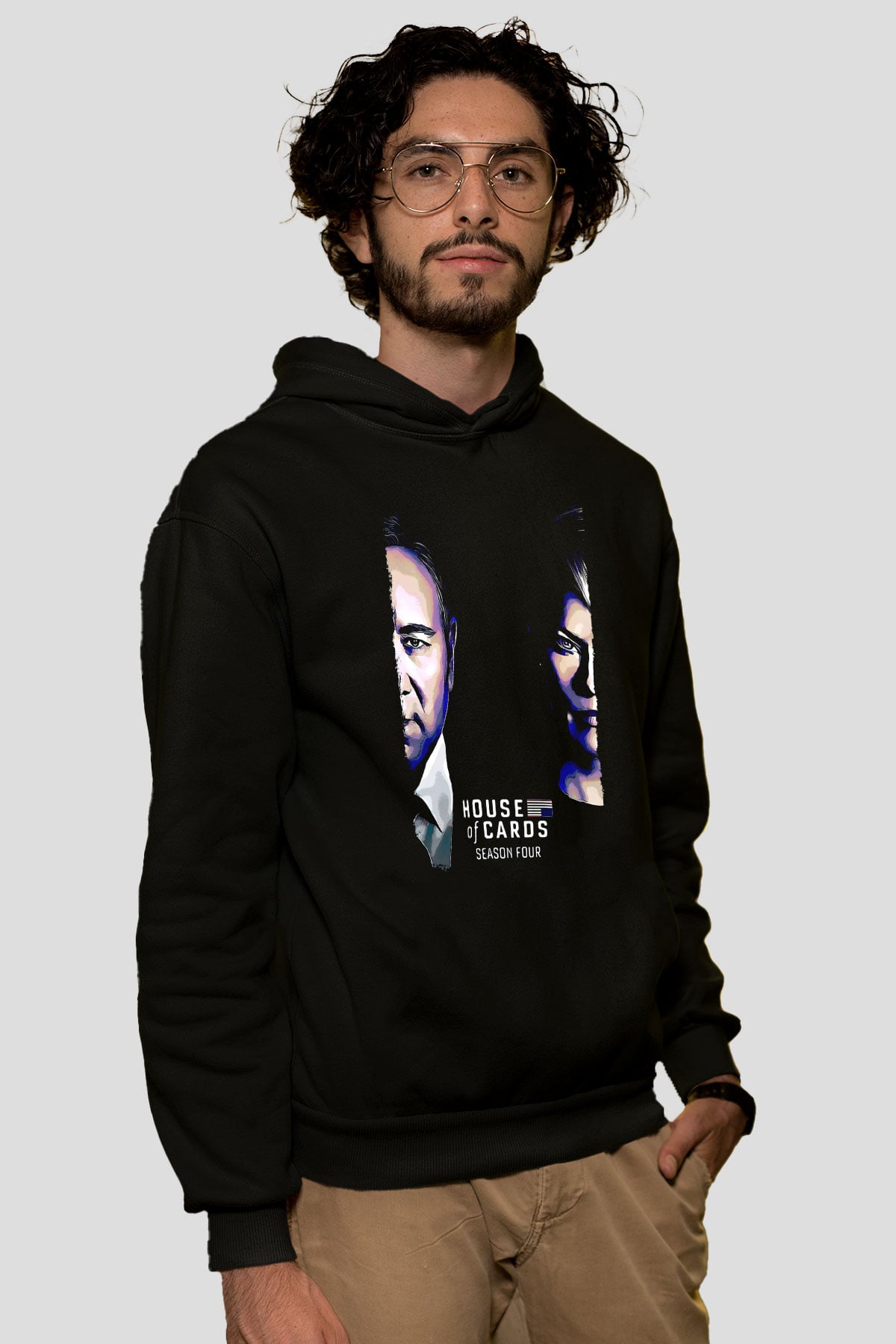 House of Cards Siyah Unisex Hoodie